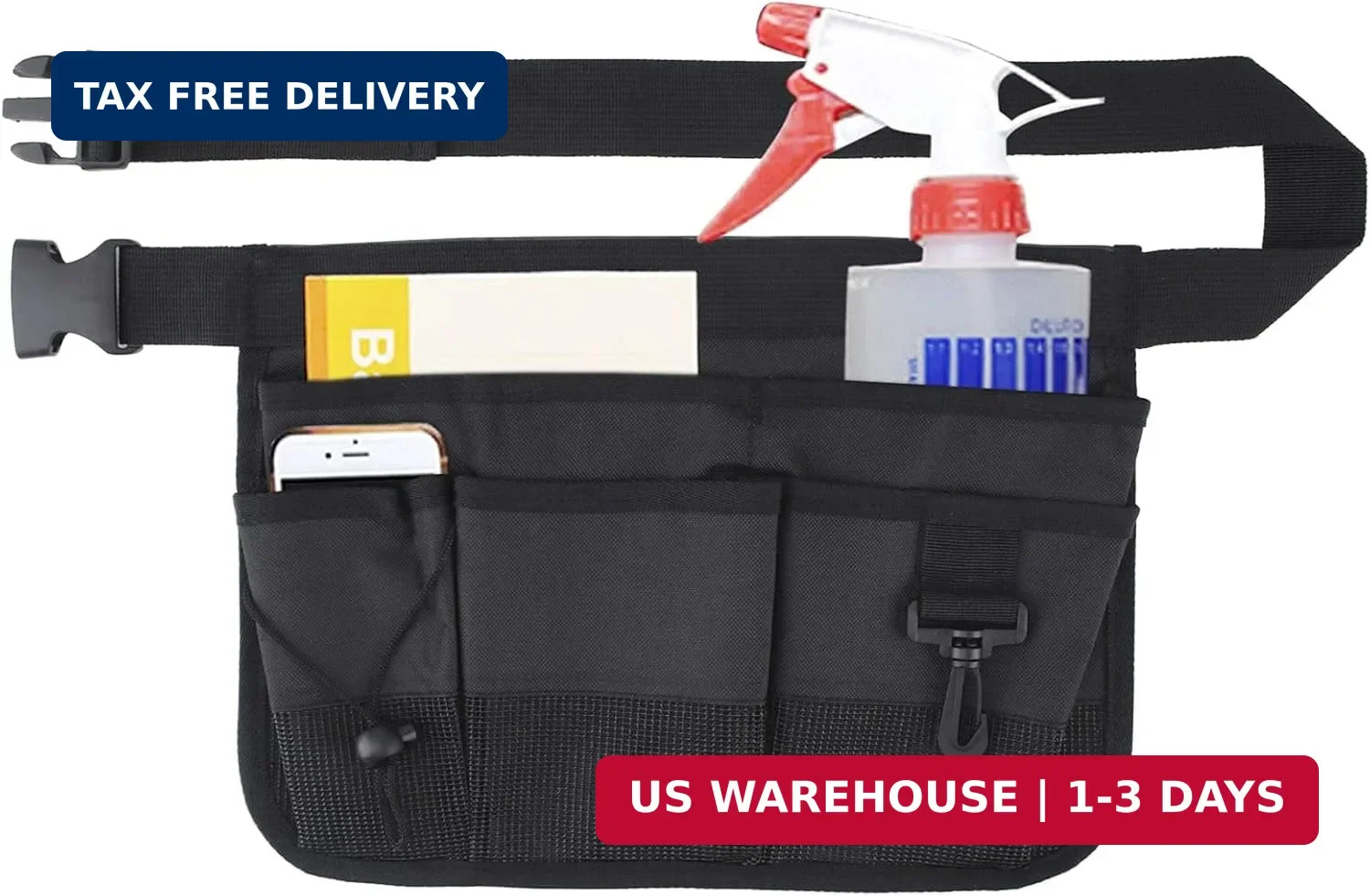 Gardening Tool Waist Bag Belt Heavy Duty Oxford Tool Apron with 7 Pockets of Dif