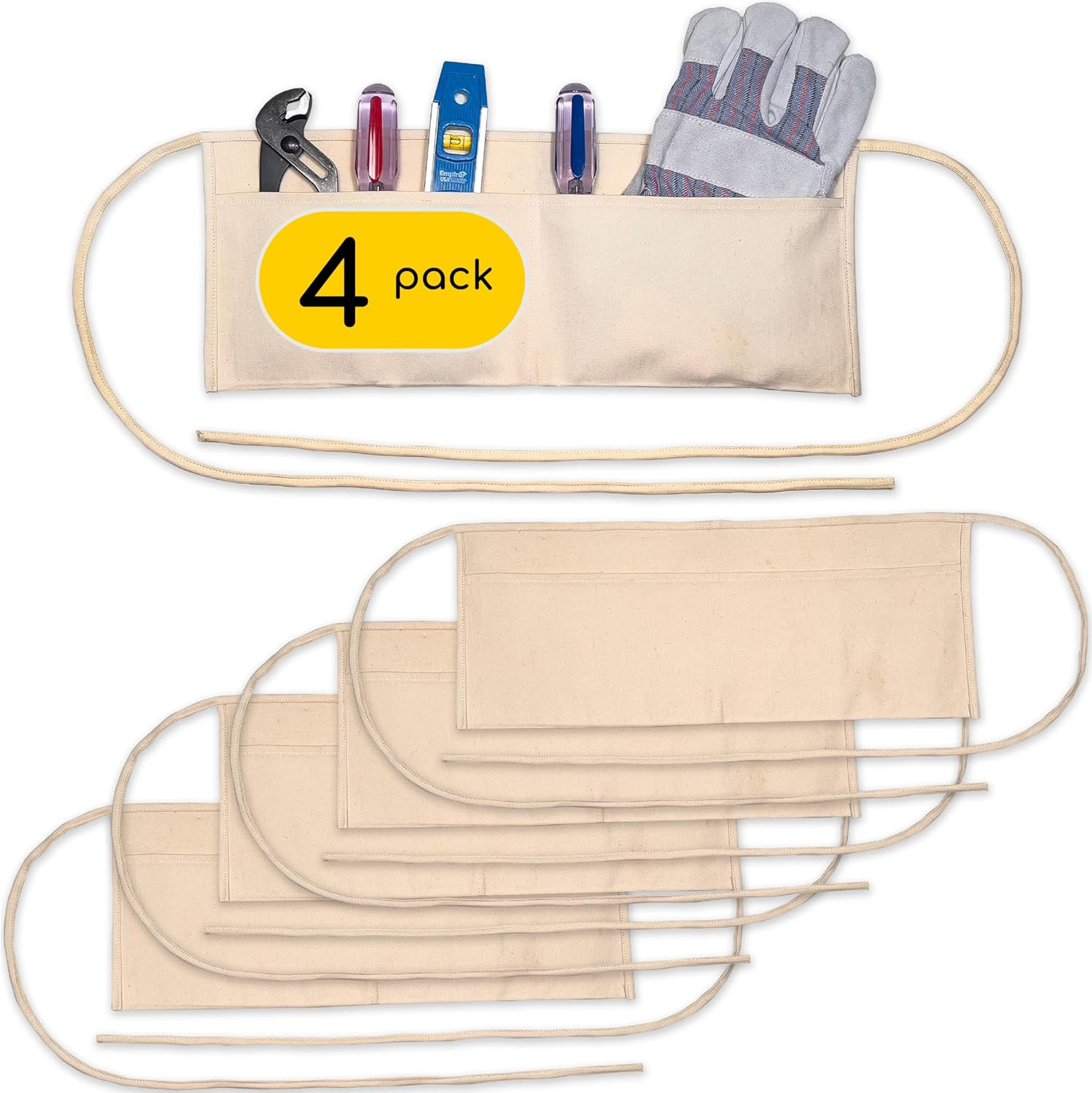 2 Pocket Canvas Work Waist Nail Apron Belt Washable Tool Utility Gardening Woodw
