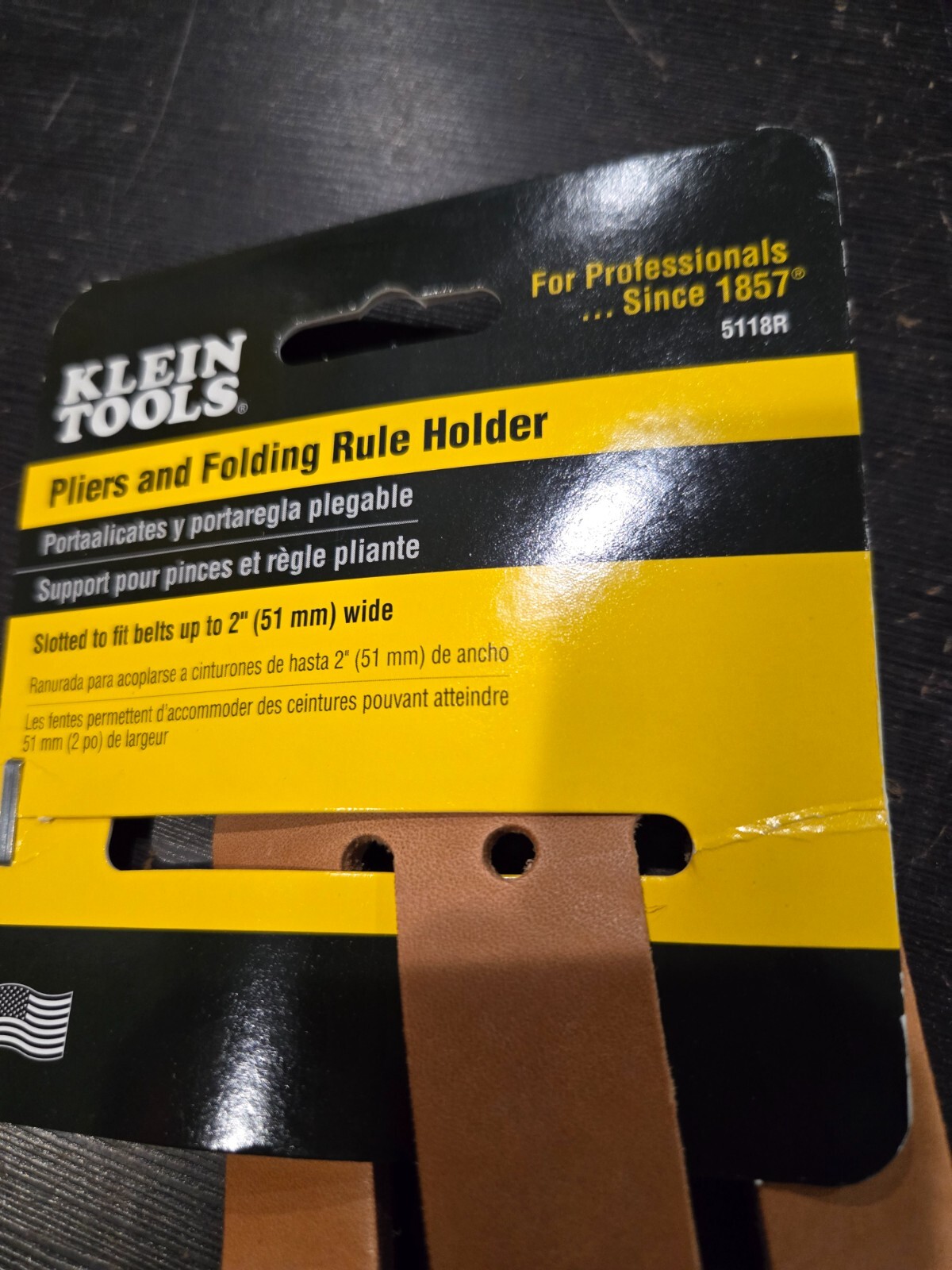 KLEIN TOOLS 5118R Tool Holster Leather PLIERS FOLDING RULE NEW MADE IN USA $18
