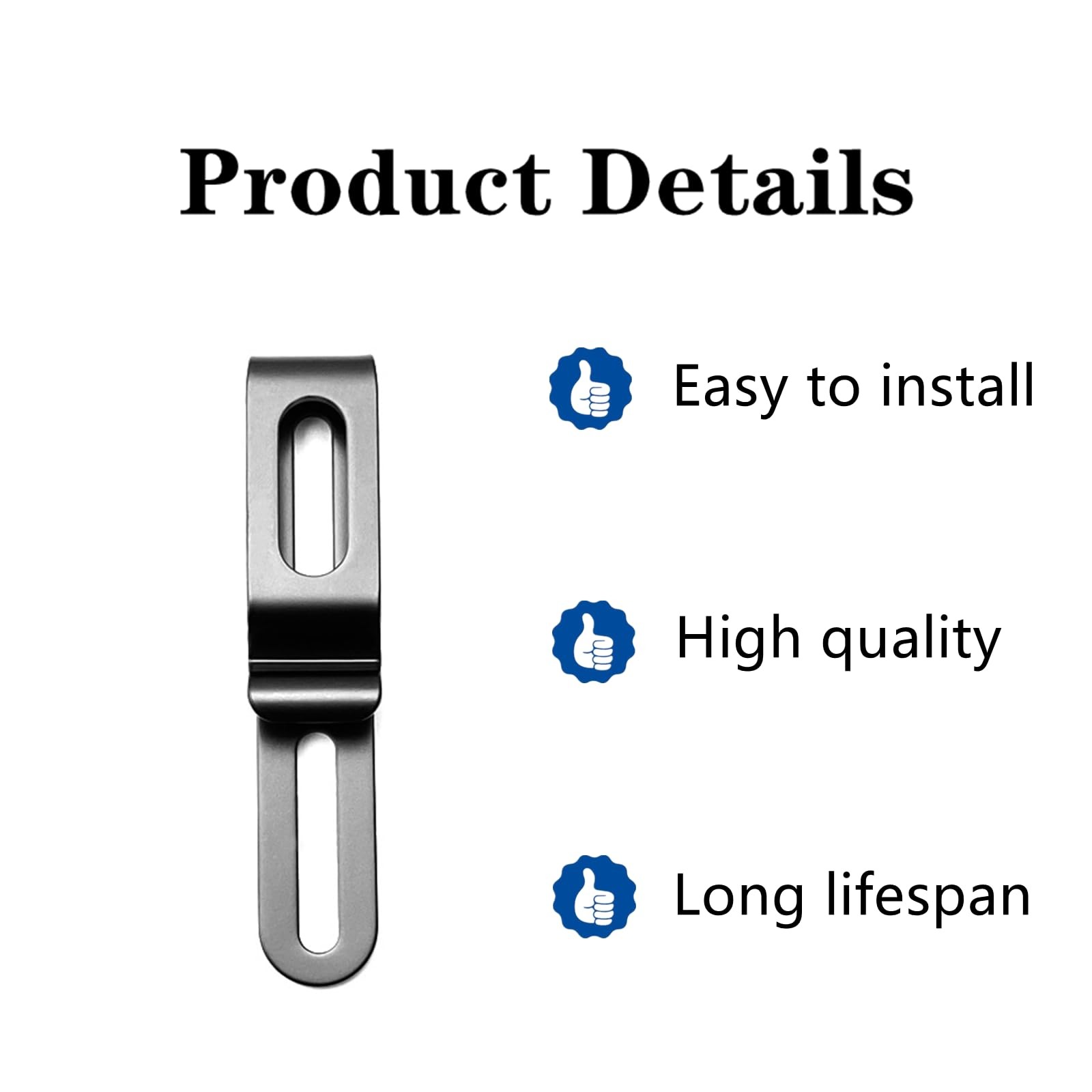 1 PCS 420 Stainless Steel Kydex Belt Sheath Clip With Screws For IWB Holsters