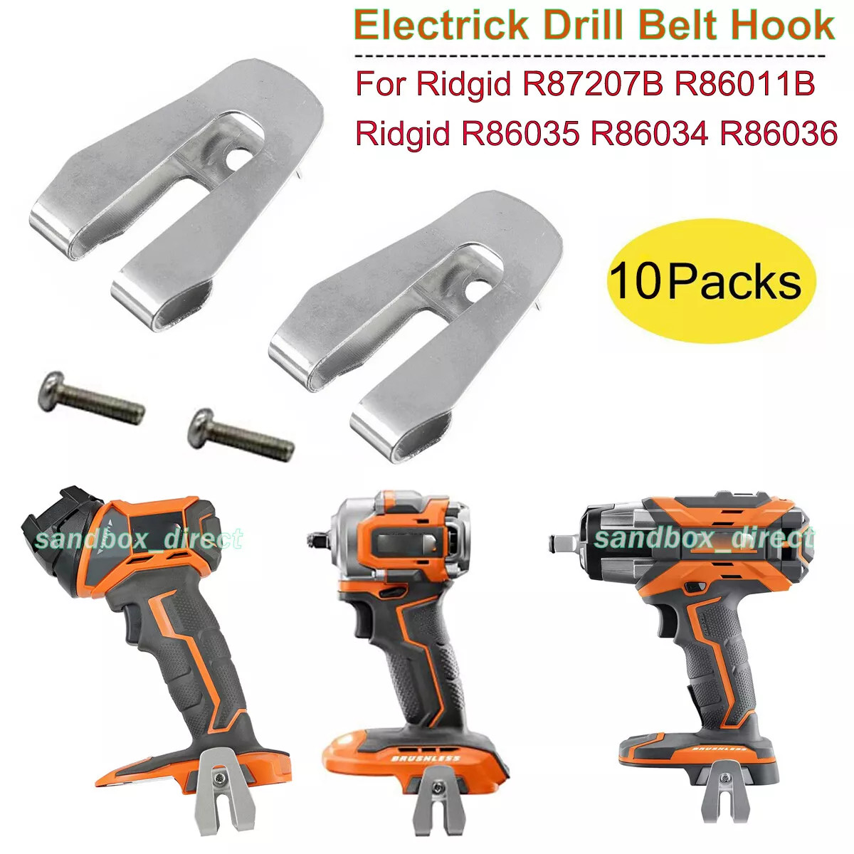 10 Pack RIDGID Belt Clip Hook with Screw for Ridgid R86035 R86034 R86036 R860054