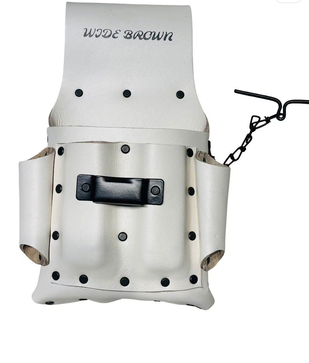 Wide Brown Leather Tool Pouch: 5-Pocket Electrician’s Belt
