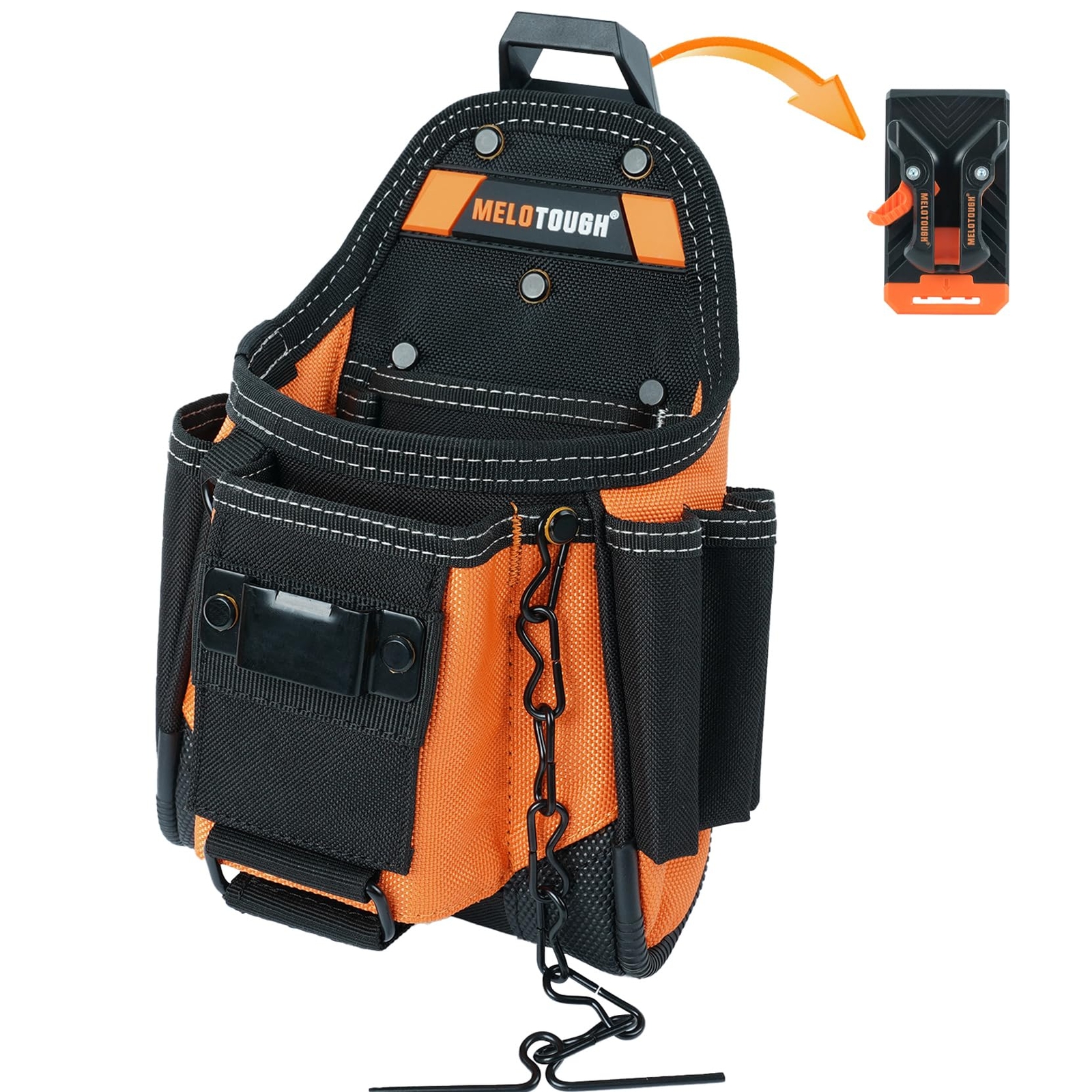 Small Electrician Tool Pouch Tool Belt Pouch with Belt Clip Attachment 9 Pock…