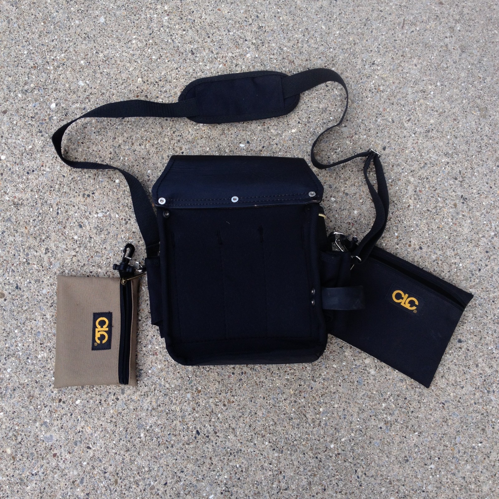 AWP® Tool Belt Hi-Performance Canvas Electrician Carpenter Black Crossbody Strap