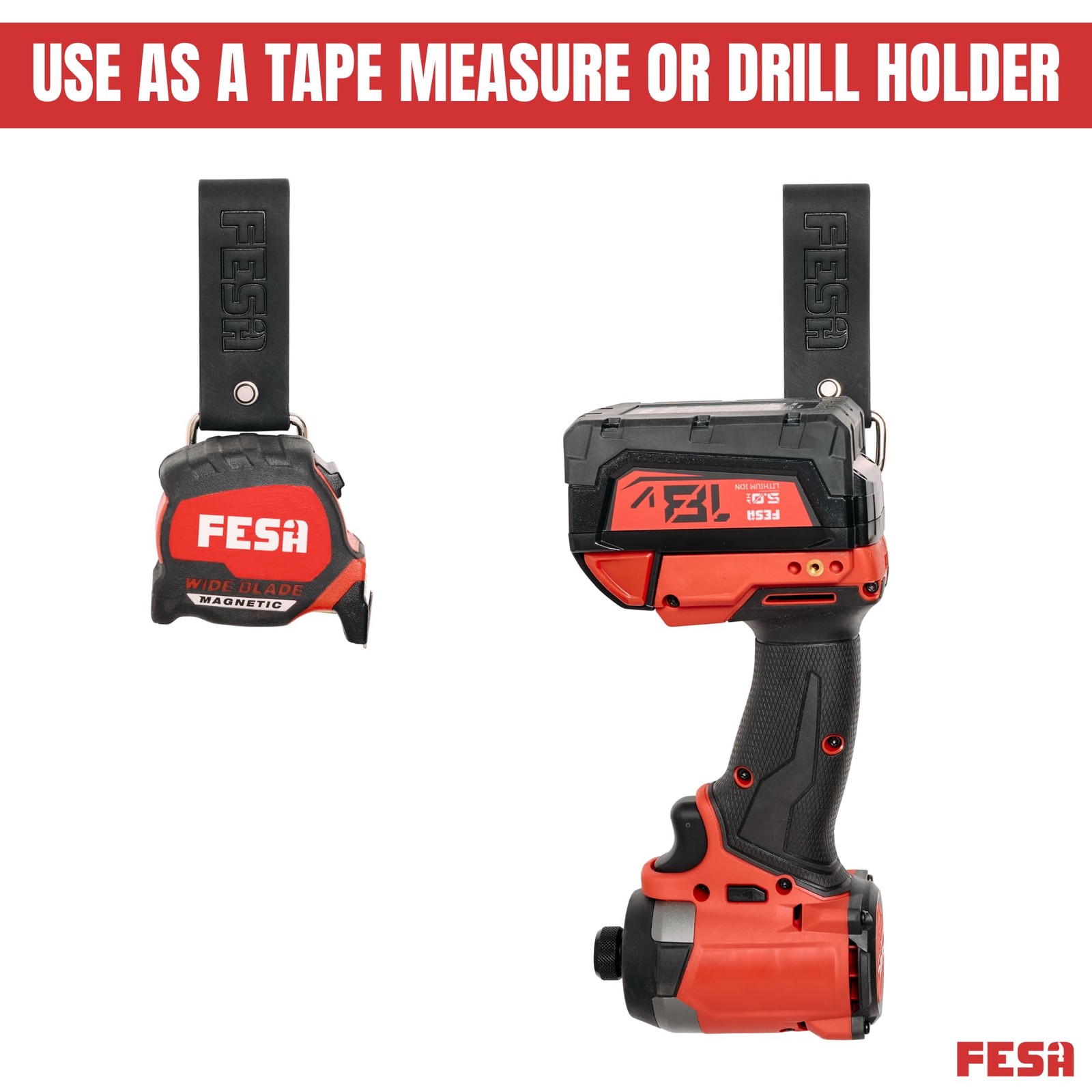 FESA Leather Tape Measure Holder – Set of 2 – Leather Measuring Tape or Drill…