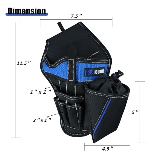 Drill Holster Set 3-in-1 with Magnetic Wristband Tool Belt & Bit Pouch Black
