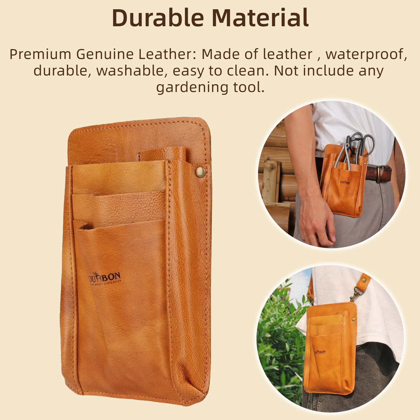TOURBON Leather Garden Belt Tools Utility Pouch Florists Crossbody Bag for Girls