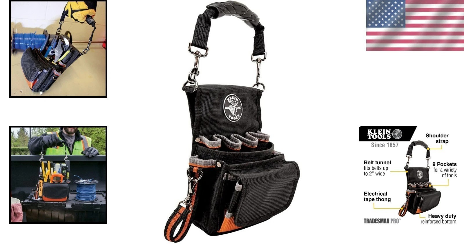 Professional 9-Pocket Tool Pouch with Reinforced Bottom for Job Site Efficiency