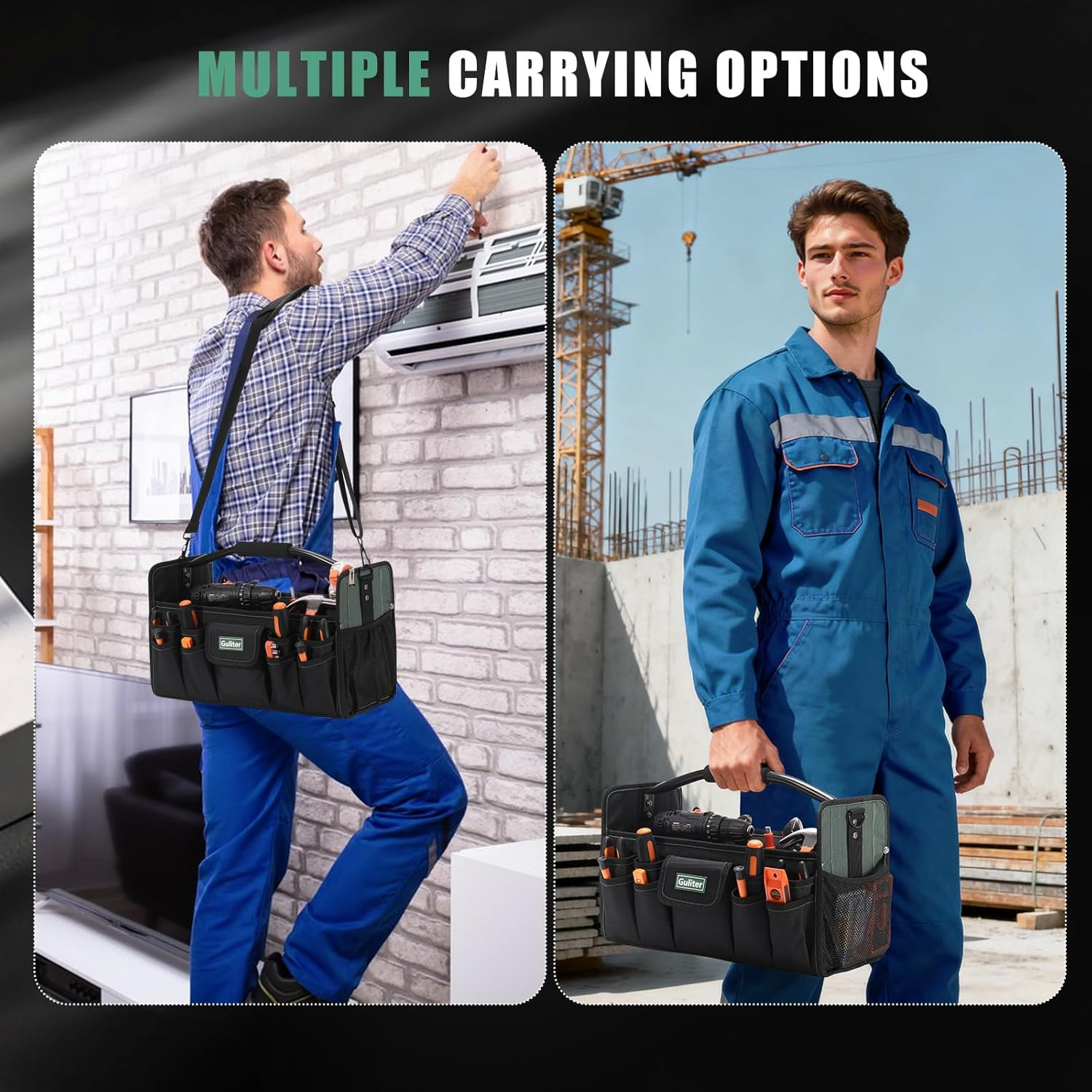 17 Inch Tool Bag,Electrician Tool Bags,Heavy Duty Open Top Tool Tote,31 Pocket T
