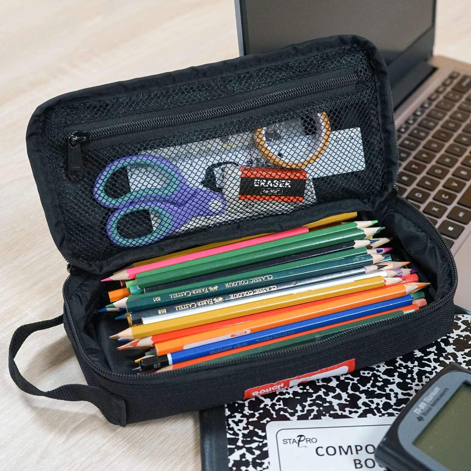 Rough Enough Small Tool Bag Pouch Large Black Pencil Case Box for Kids