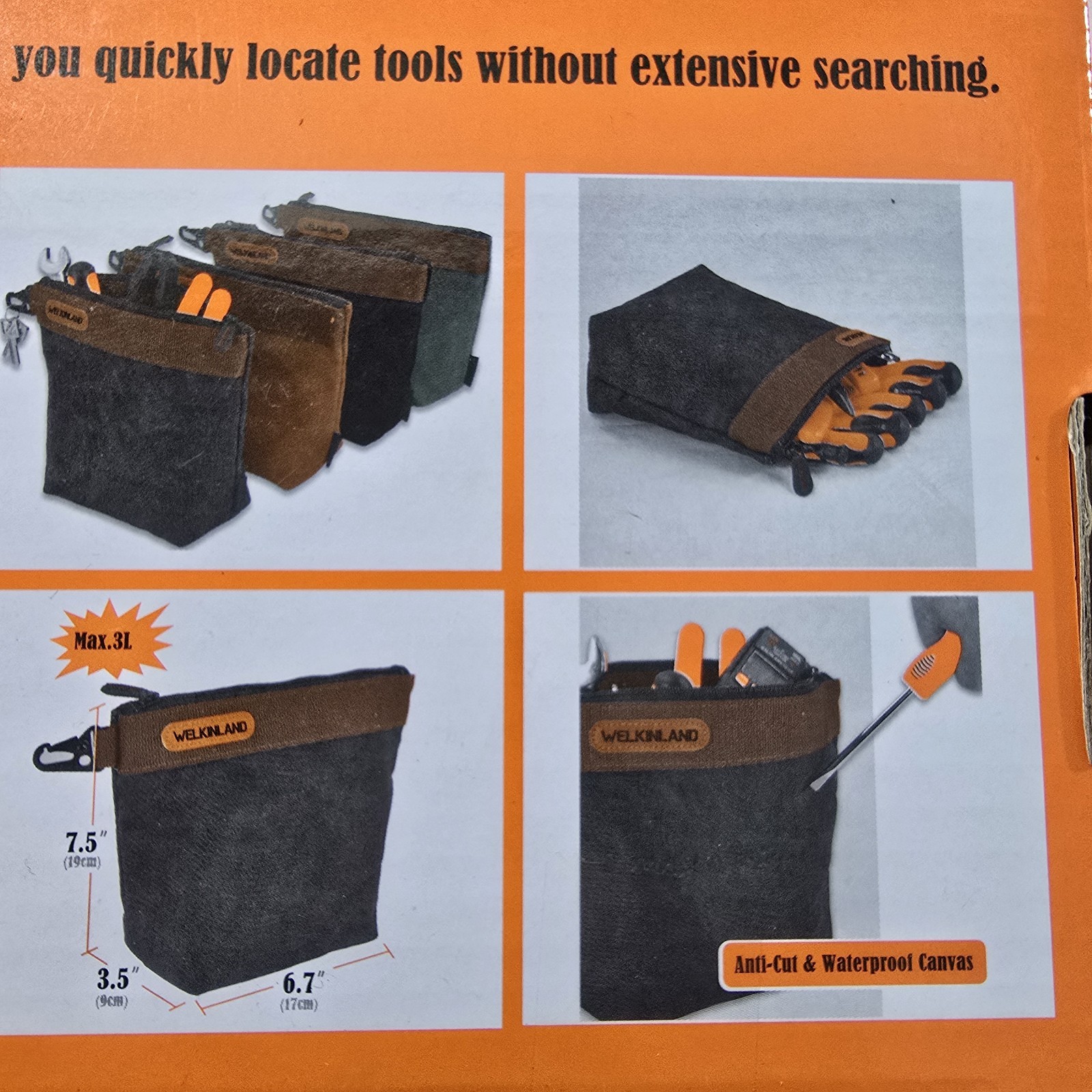 WELKINLAND 4 Piece Tool Pouch Set Heavy Duty Waterproof Tool Bag
