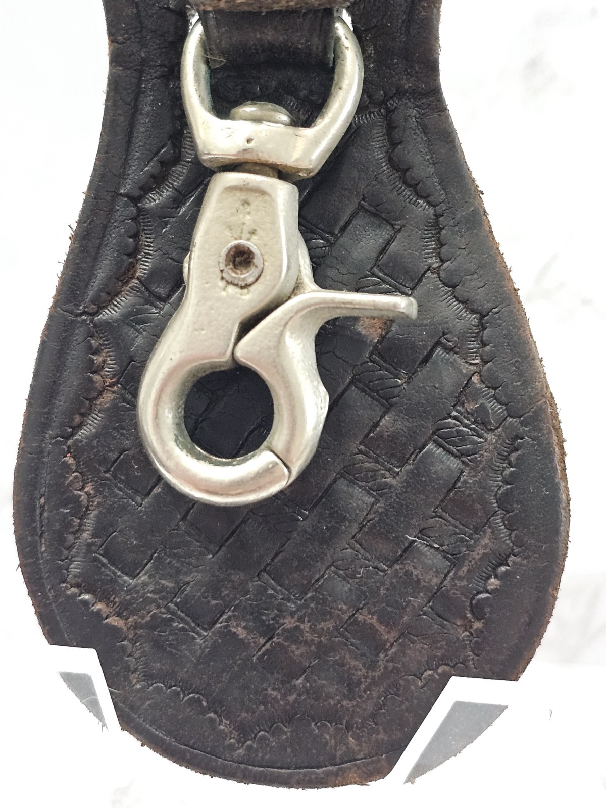 Vintage Tool Holster Leather Metal Hook Button For Belt Holster Pattern Key Ring