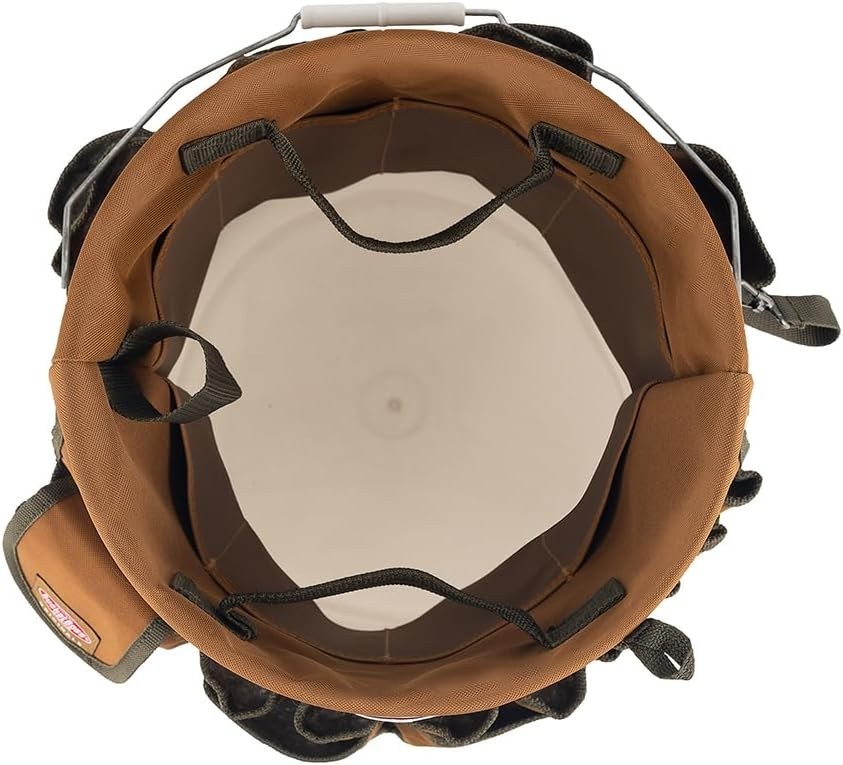 Round Portable Tool Organizer in Brown with 33 Compartments Fits 5 Gallon Bucket