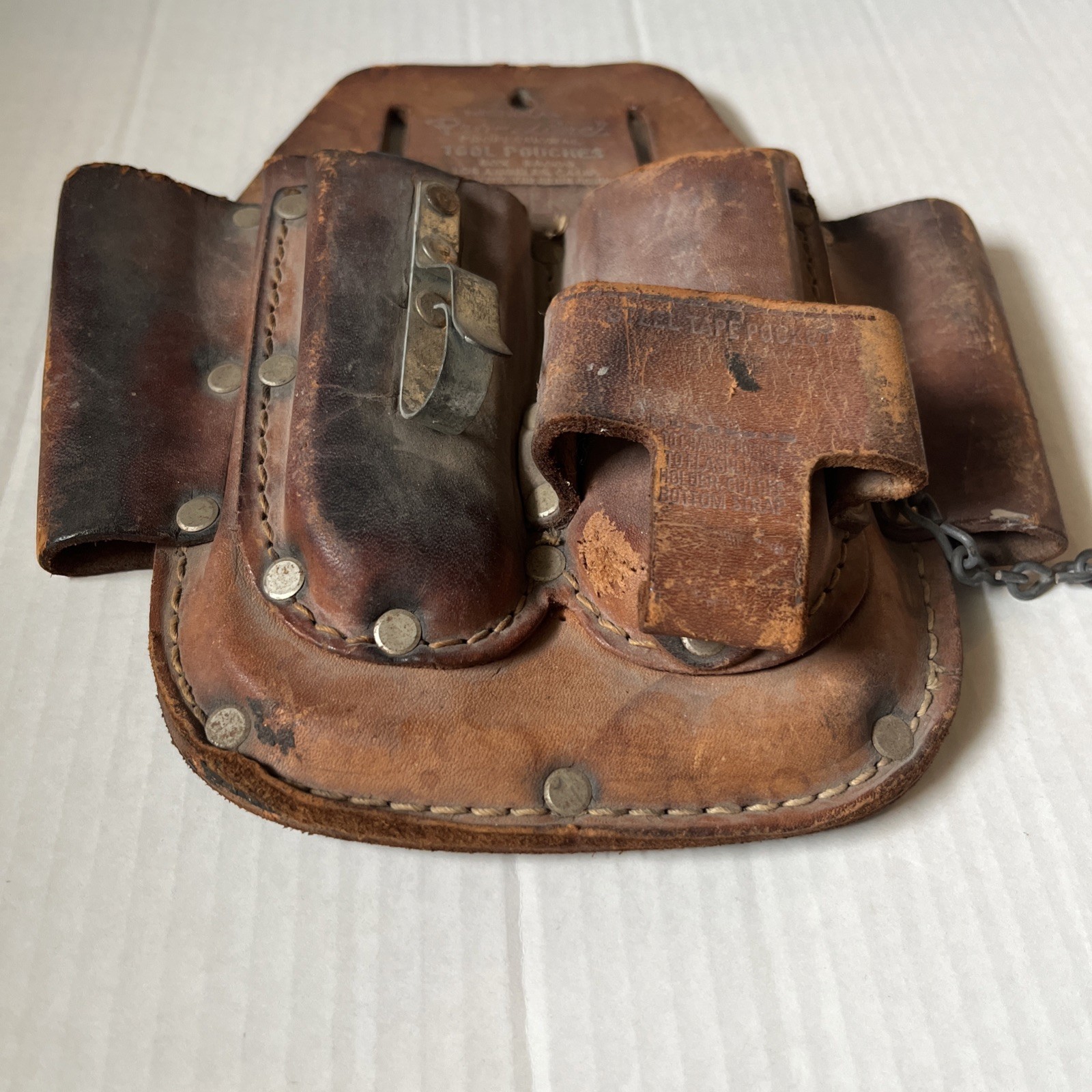 Nicholas Vintage Cowhide Pro Line Tool Pouch Holder Belt Brown Leather No. 438