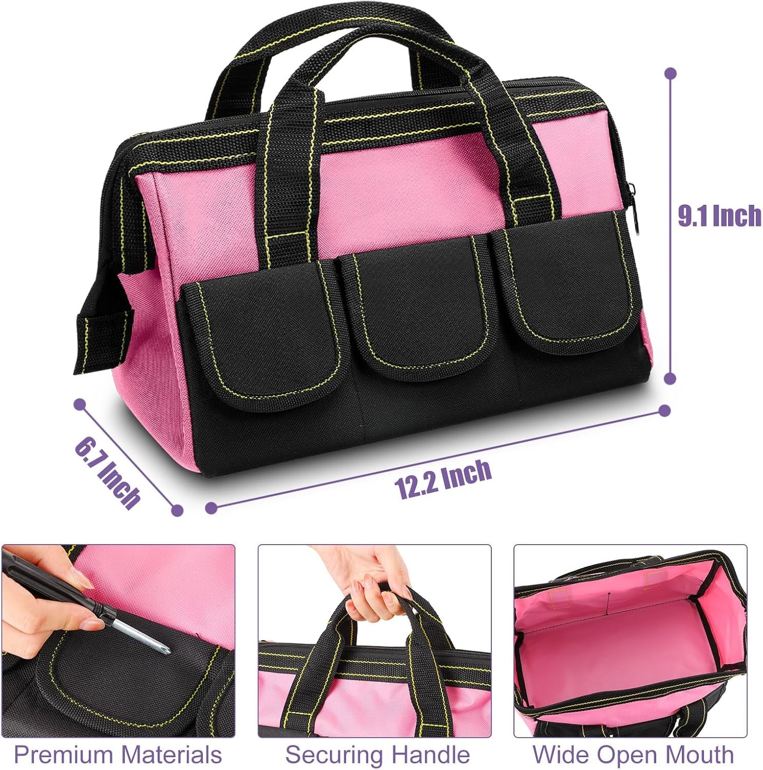 3 Pack Tool Bag for Men with Waterproof Hard Bottom