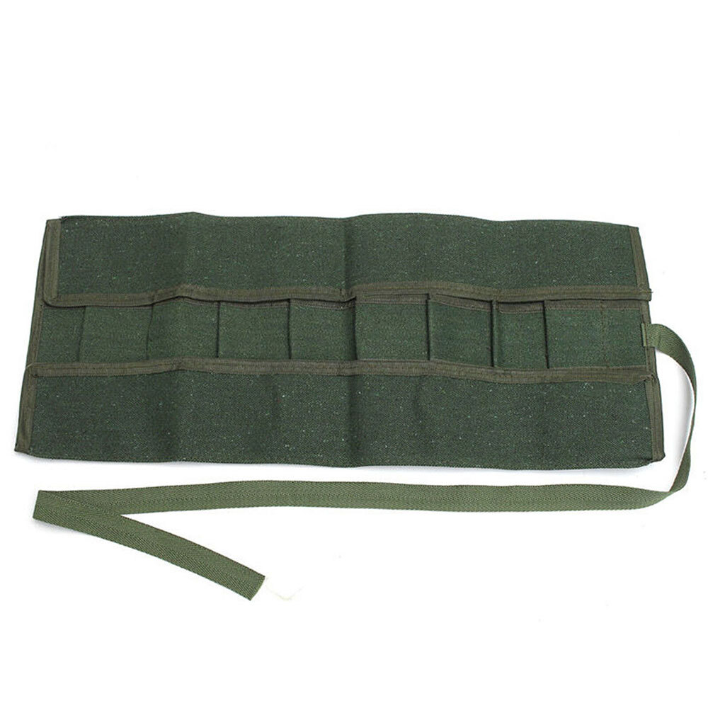 10 Pockets Canvas Spanner Wrench Tool Roll Up storage bag Organizer Pouches Case