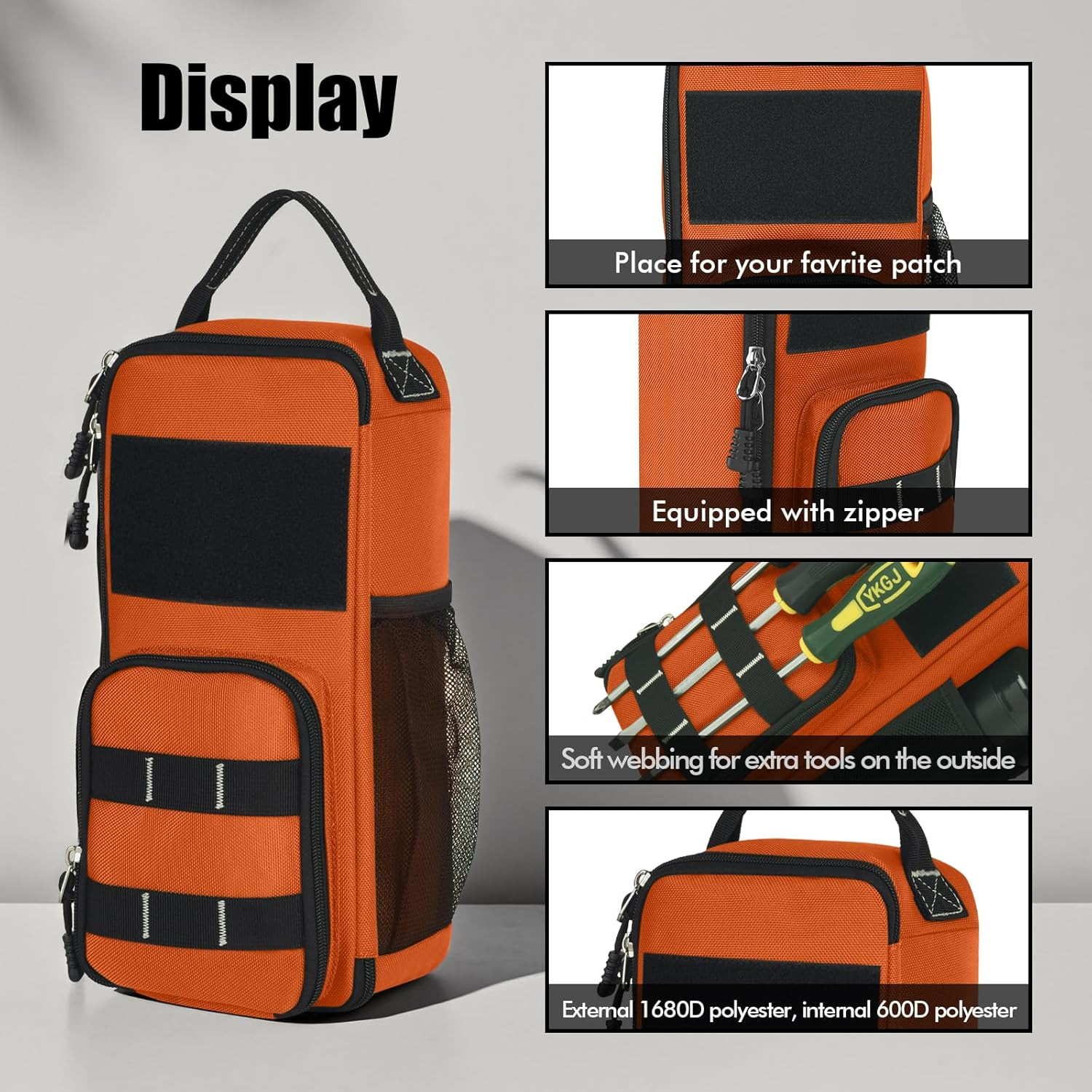 12.6″ Small Tool Bag Pouch for Men with Multiple Pockets, Waterproof Heavy Duty