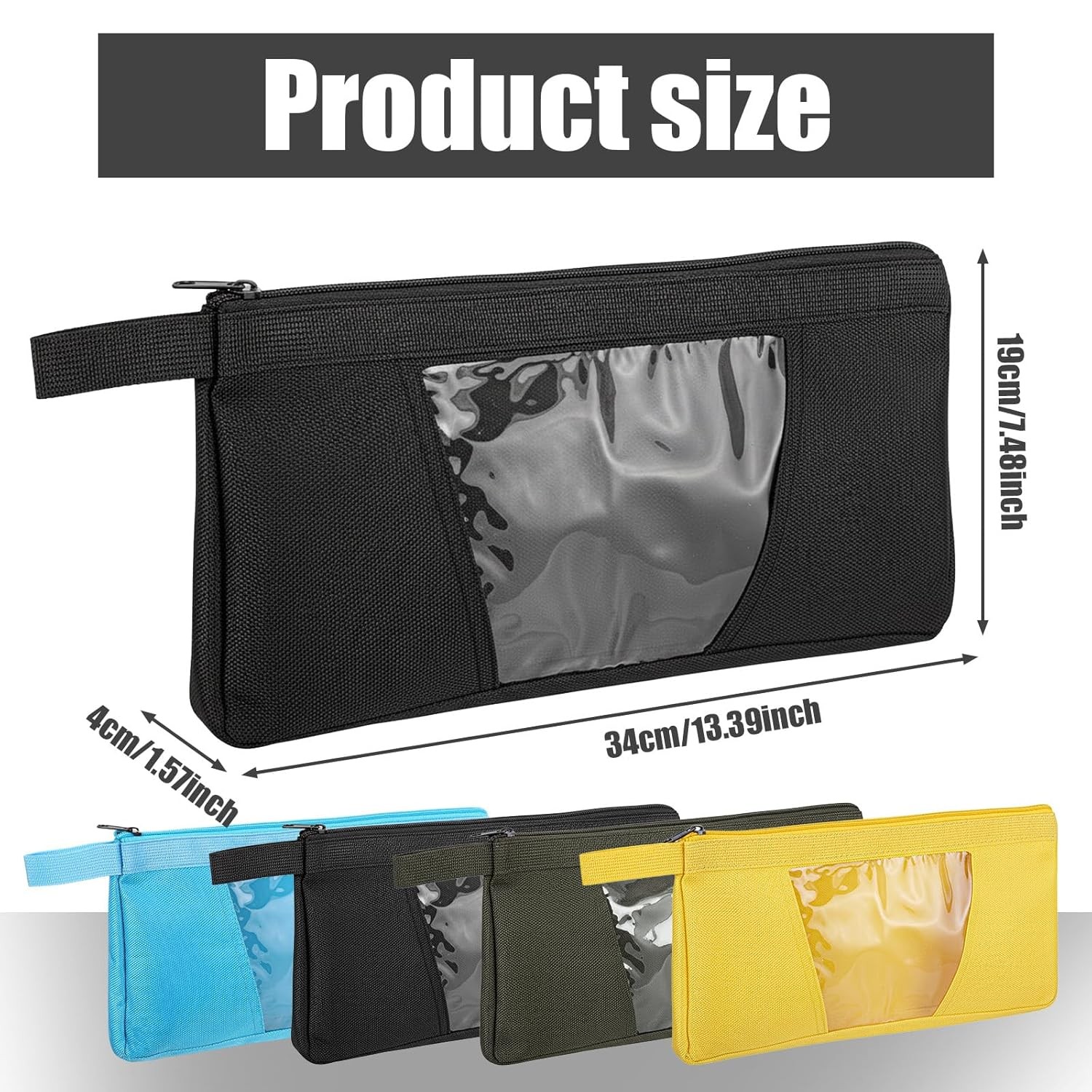 5 Pack 12inch Clear Tool Pouch Zippers Tool Pouch Clear Pouchs Canvas with Windo
