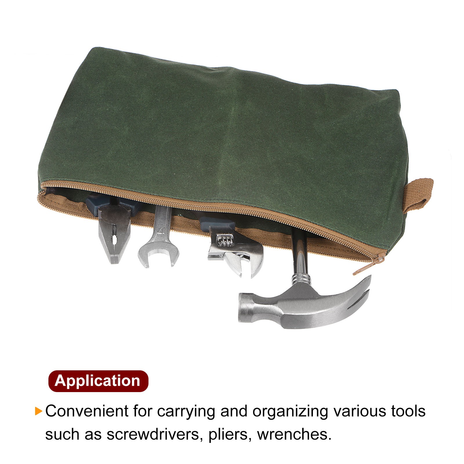 Tool Pouch Bag 31cm x 6cm x 17cm Oxford Organizer with Zipper Dark Green