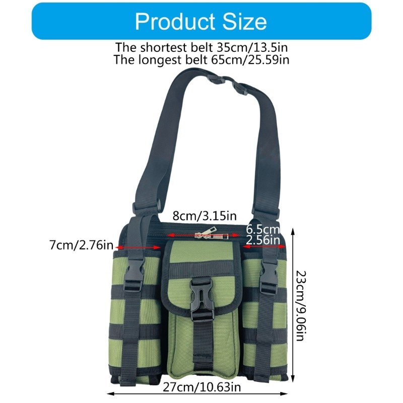 Tacticals Chest Bag Tool Storage Bag with Water Bottle Holder Crossbody Bag