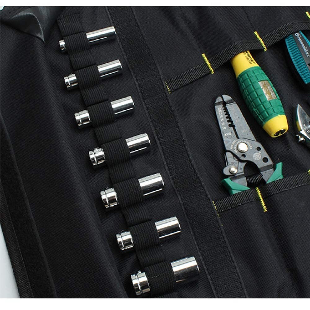 Canvas Tool Roll Up Bag Organizer Multi Pocket Wrench Screwdriver Storage