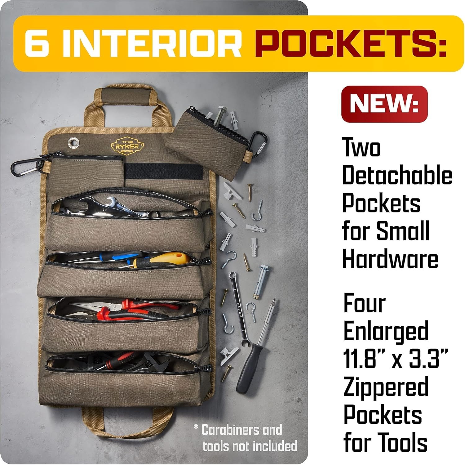 Portable Roll Tool Bag – Detachable Pouches – Gifts for Dad