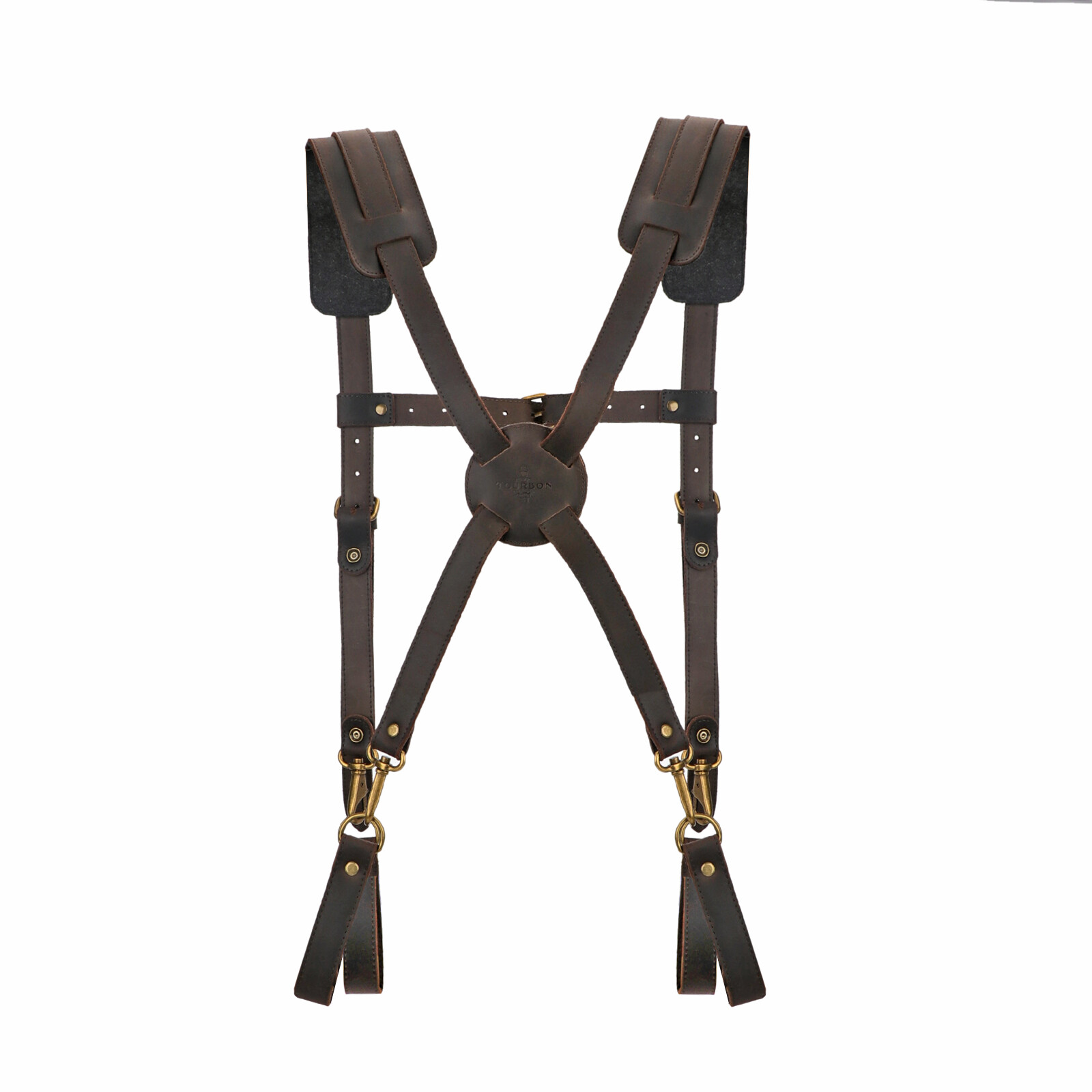 TOURBON Leather Workshop Tools Belt Suspenders Carpenter Chest Strap Padded US