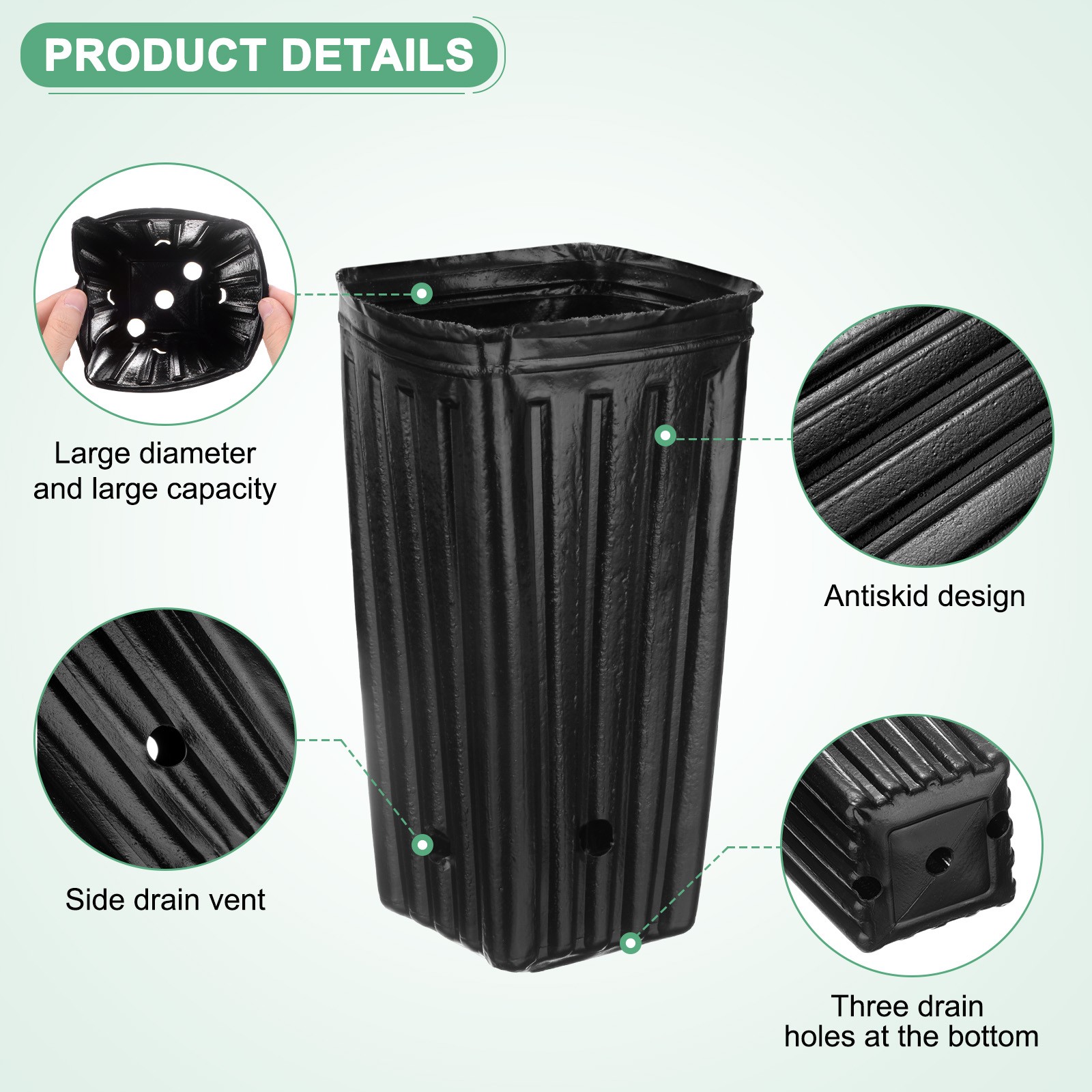 50 nursery jars 10x10x20 cm for gardening [black]