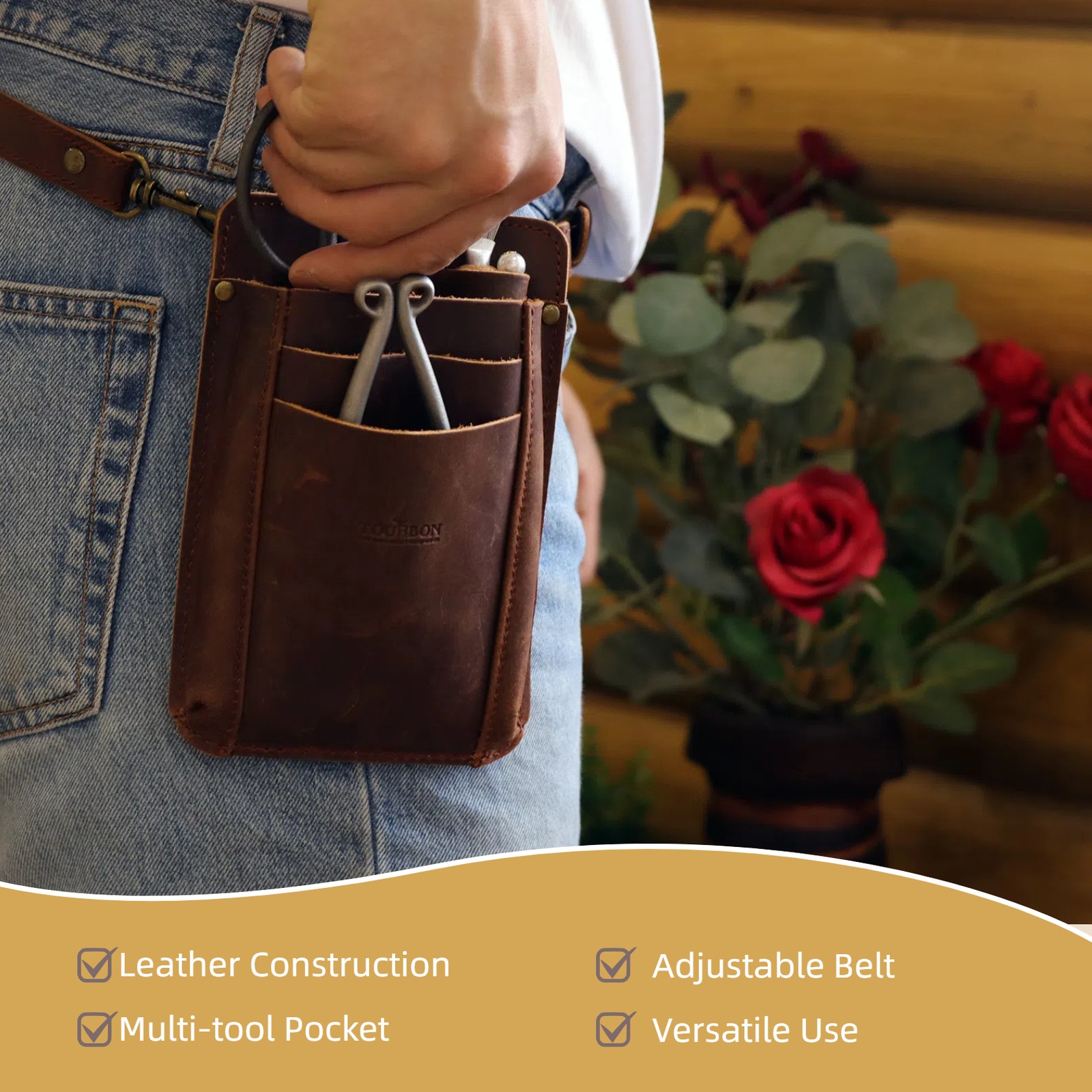 Tourbon Leather Garden Florist Tools Organizer Belt Carry Bag Pouch Pocket Pack