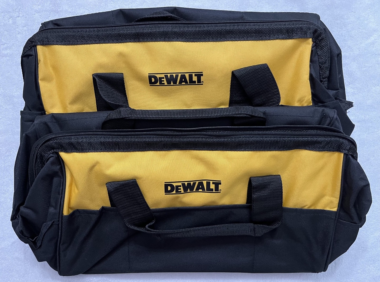 2 New Dewalt 15″ Heavy Duty Ballistic Nylon Tool Bags w Runners 3 outside Pocket
