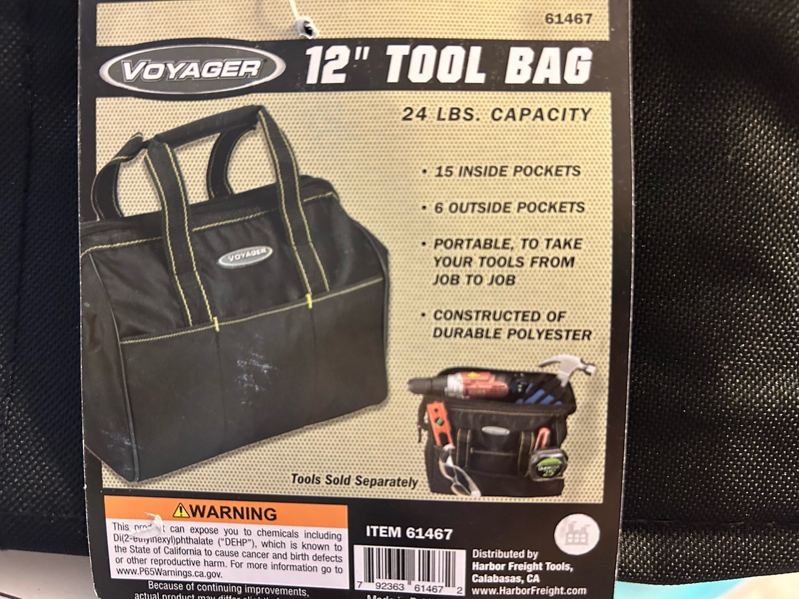 Voyager 12in Tool Bag Total Of 21 pockets 24Lb. Capacity BLACK NWT