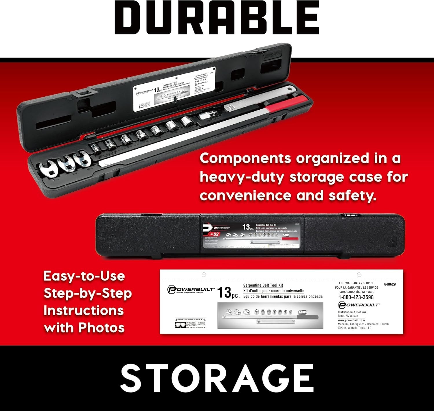 Vehicle Serpentine Belt Tool Set with Storage Case