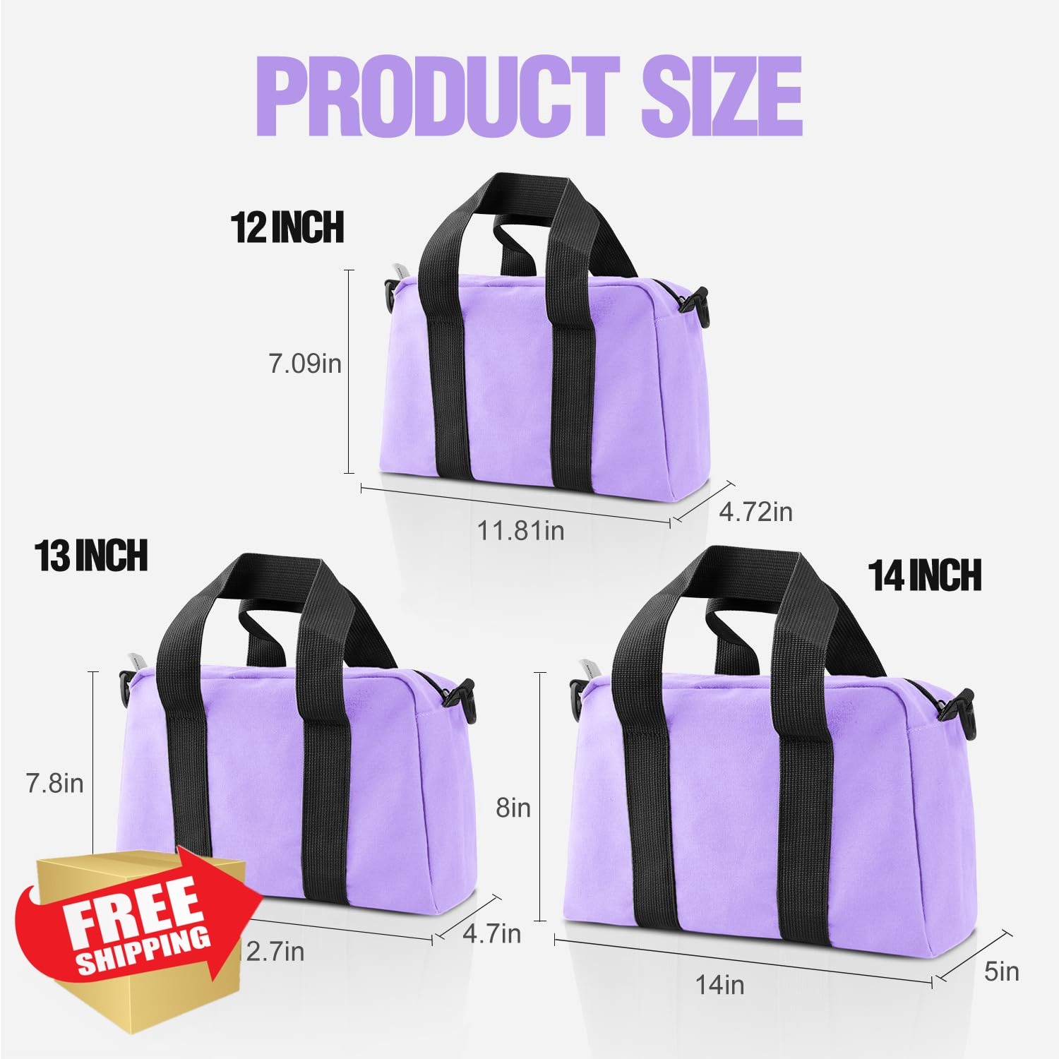 MJFSGYO Purple 13 Inch Canvas Tool Bag Pouch