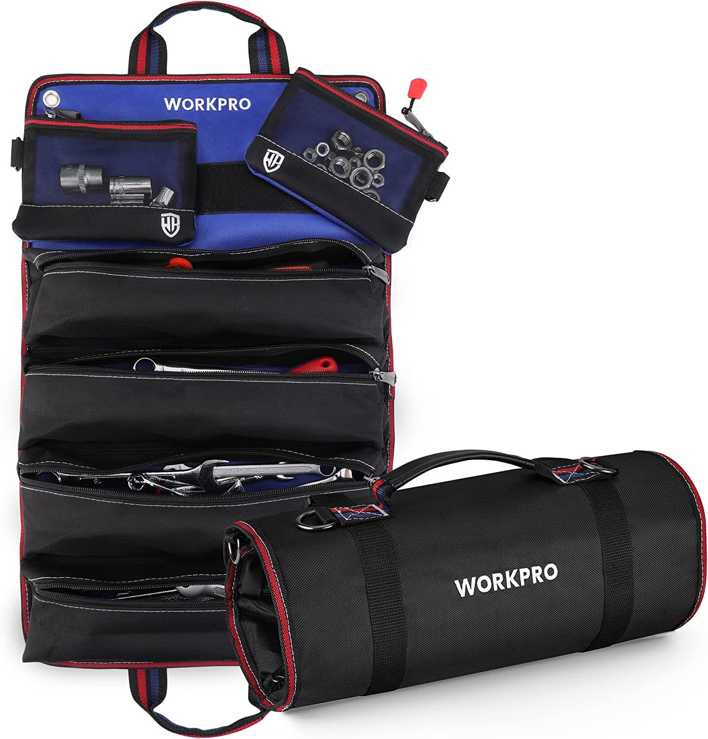 WORKPRO Roll Up Tool Bag Tool Roll Up Bag w/Detachable Tool Pouches Heavy Duty