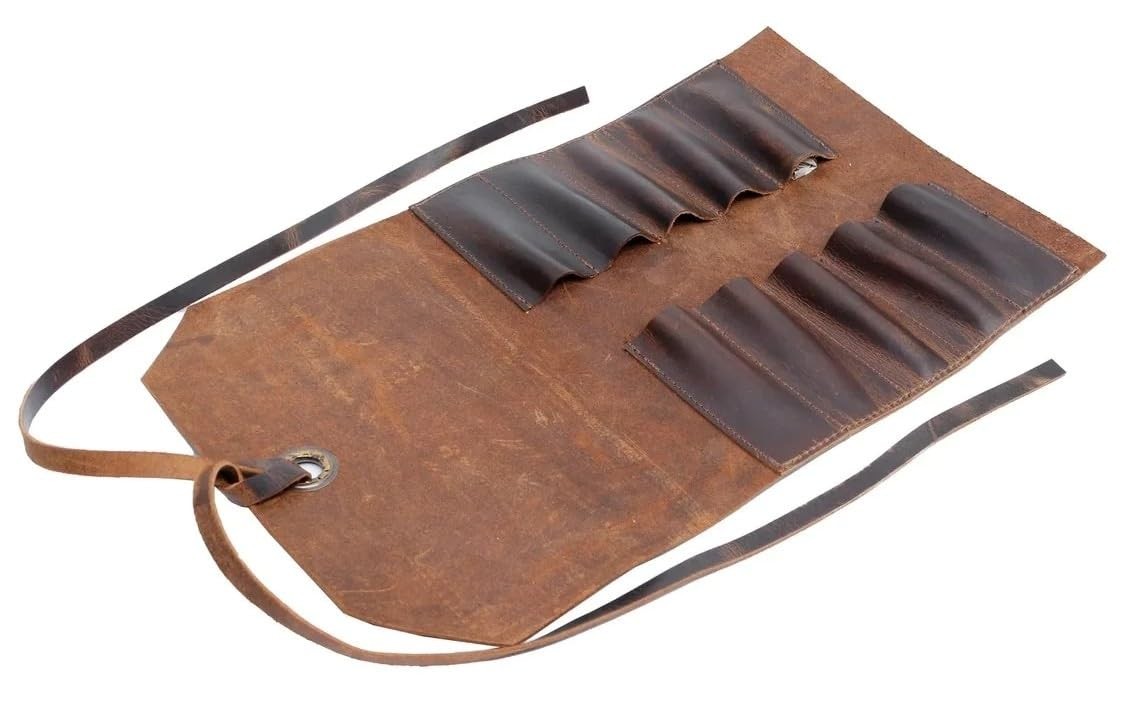 Leather Tool Roll Up Pouch (10 Slots) – Leather Tool Wrench Roll/Chisel Bag P…