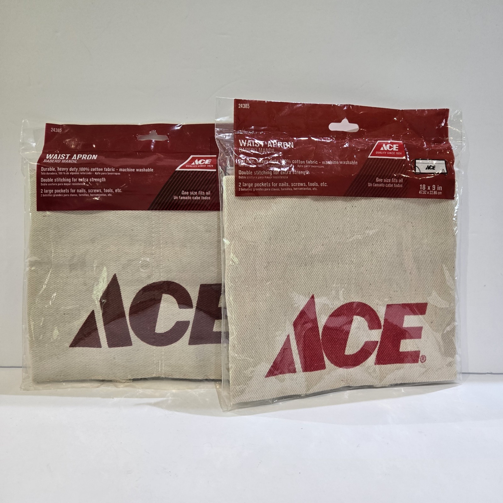 2 New Ace Hardware Waist Aprons In Package 18″ x 9″ One Size Fits All 24385