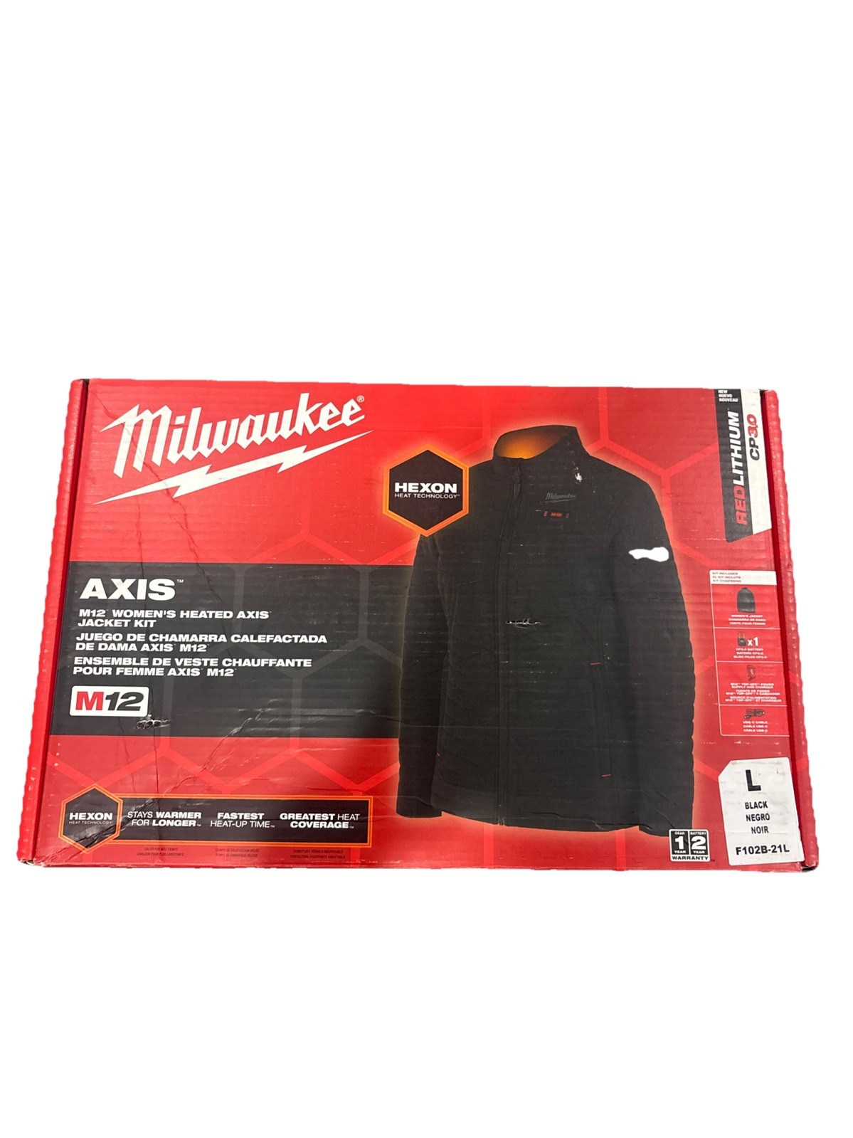 Milwaukee Tool F102b-21L Women’s Heated Jacket, Black, Heats 3 To 12 Hours ,