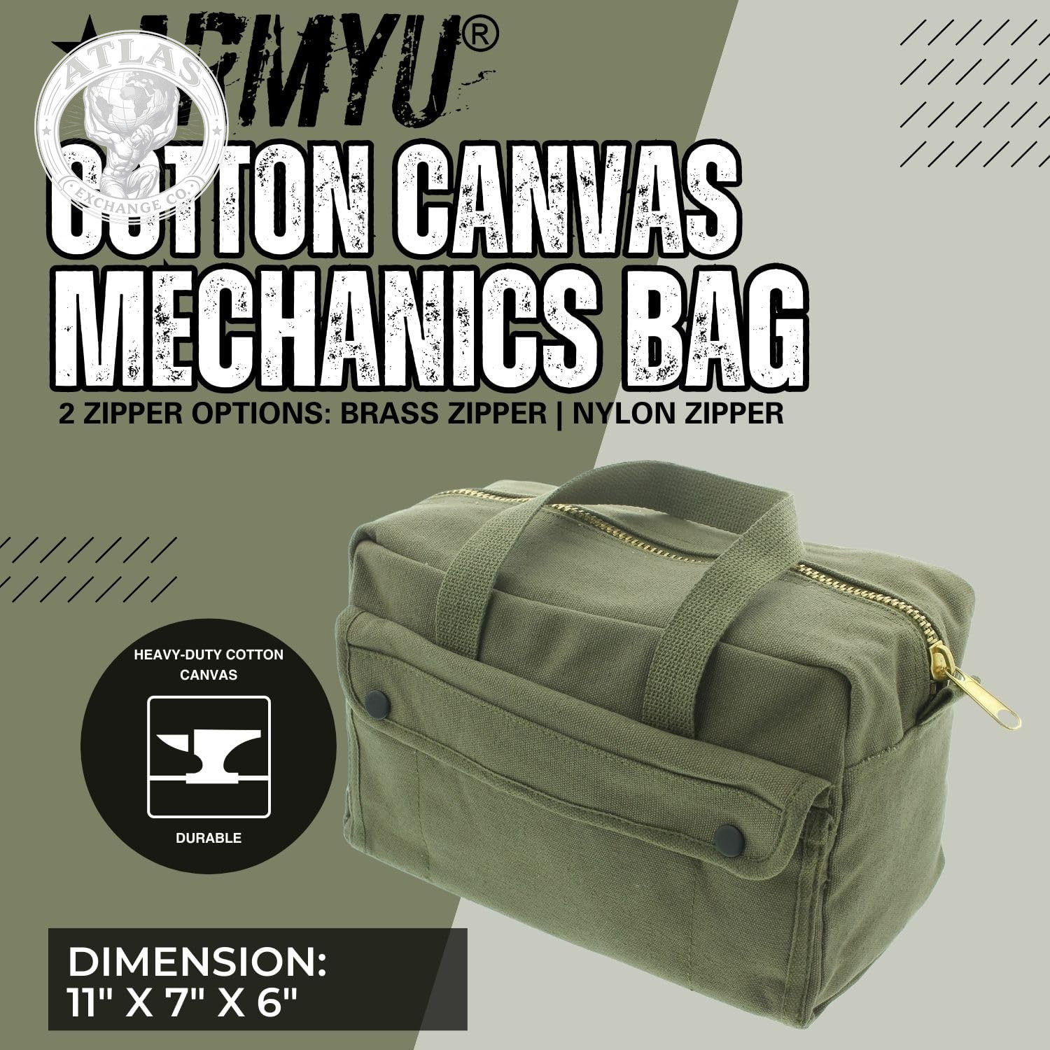 ARMYU Heavy Duty Small Tool Bag Tactical Cotton Canvas Mechanics Bag, 11″ X 7″ X