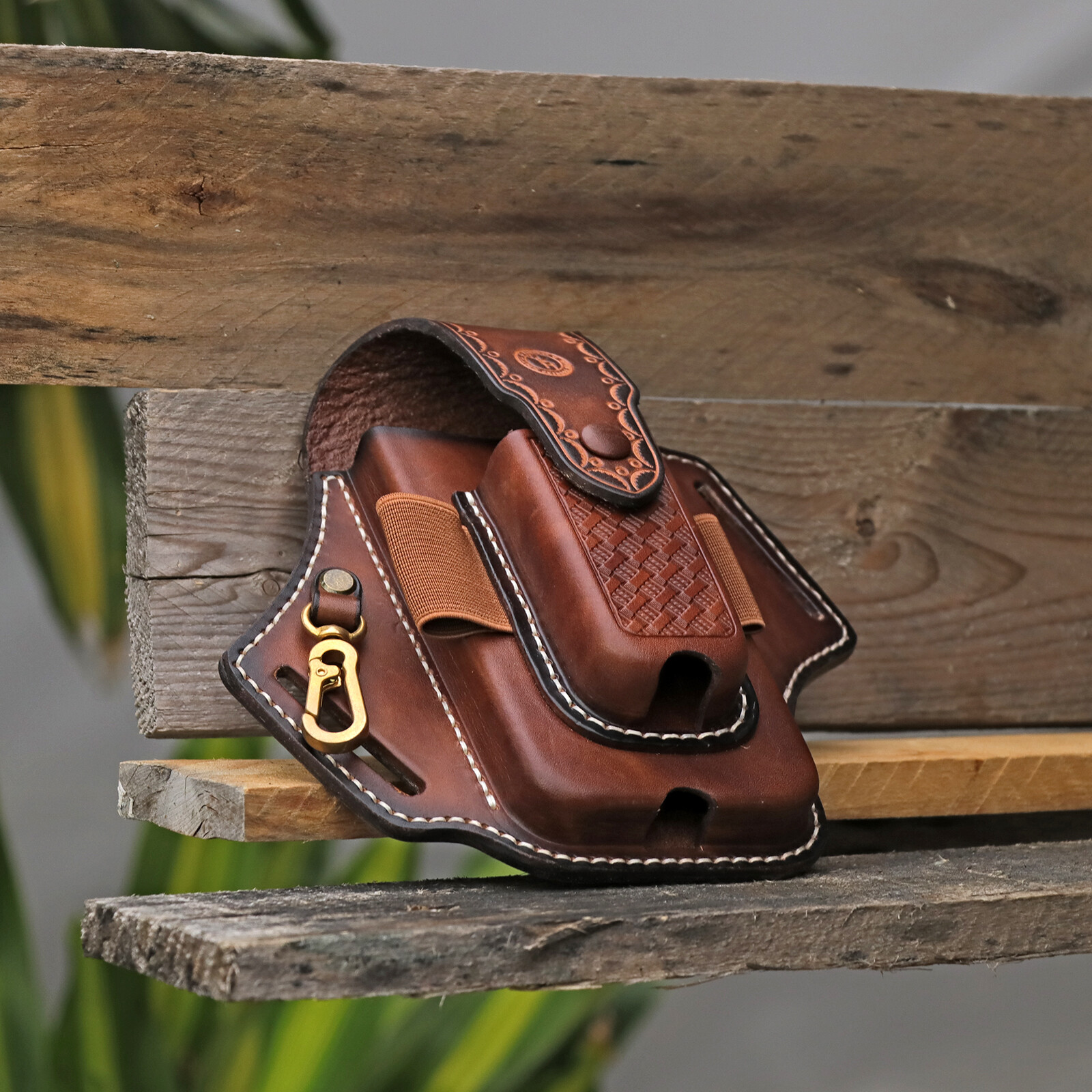 Leather Folding Knives Carry Sheath Belt Holster Tools Pouch Phone Case