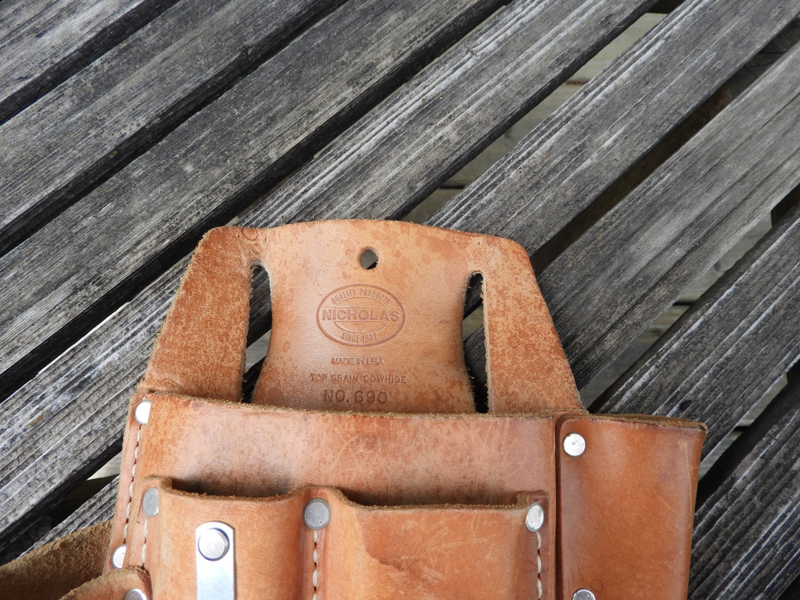 Vintage Nicholas Leather Tool Pouch No. 690 USA Electrician Lineman Holster