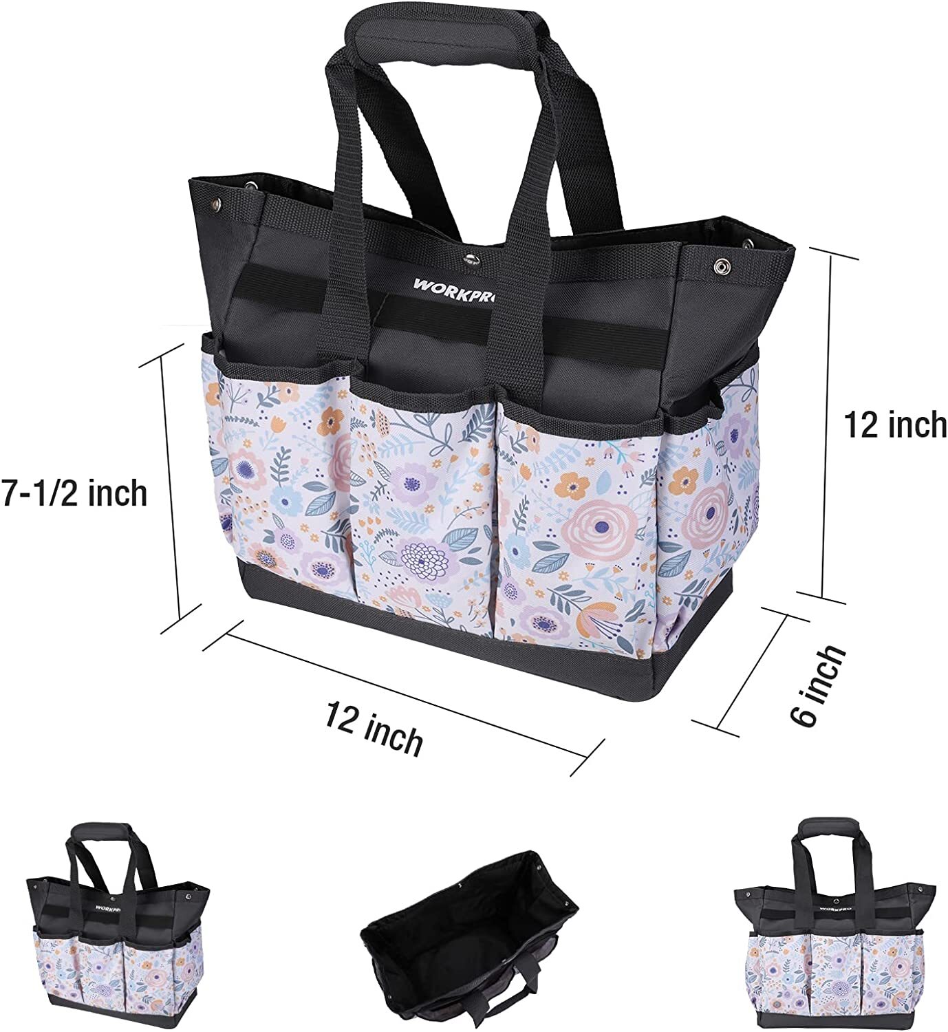 WORKPRO Garden Tool Bag 9 Pockets Heavy Duty Oxford Tool Bag(Tools NOT Included)