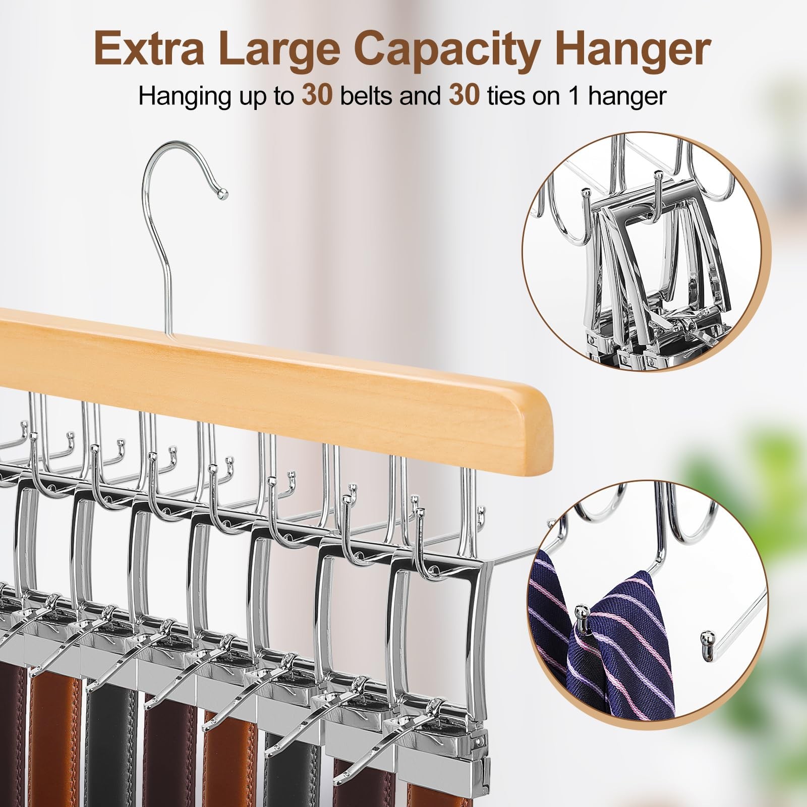 TOPIA HANGER 2 in 1 Belt Tie 5.9 inches (W) x 14.56 (H), Natural