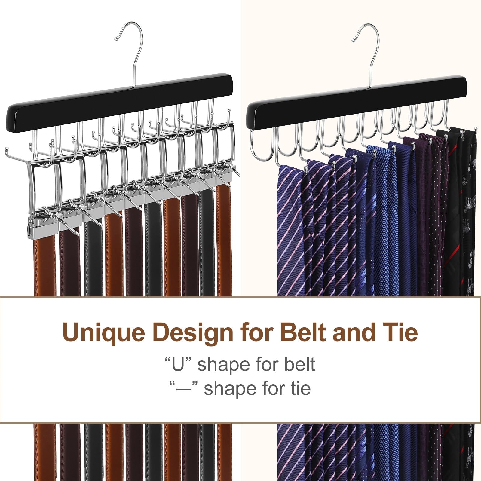 TOPIA HANGER 2 Pack 2 in 1 Belt Tie 14.56 inches x 5.9 inches, Black-2