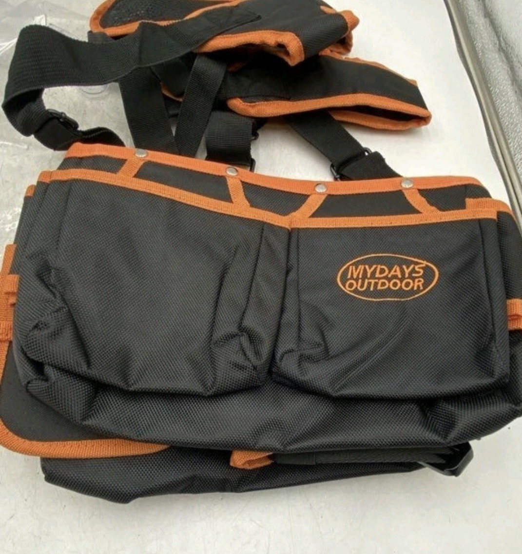 Mydays Outdoor Black Orange Pockets Adjustable Harness Tool Belt And Suspenders