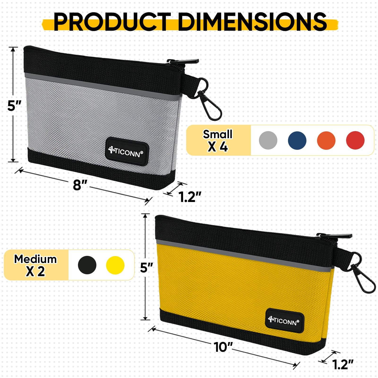 Ticonn Tool Pouches Zipper 1680D Oxford Small Tool Bags Waterproof Utility Bag