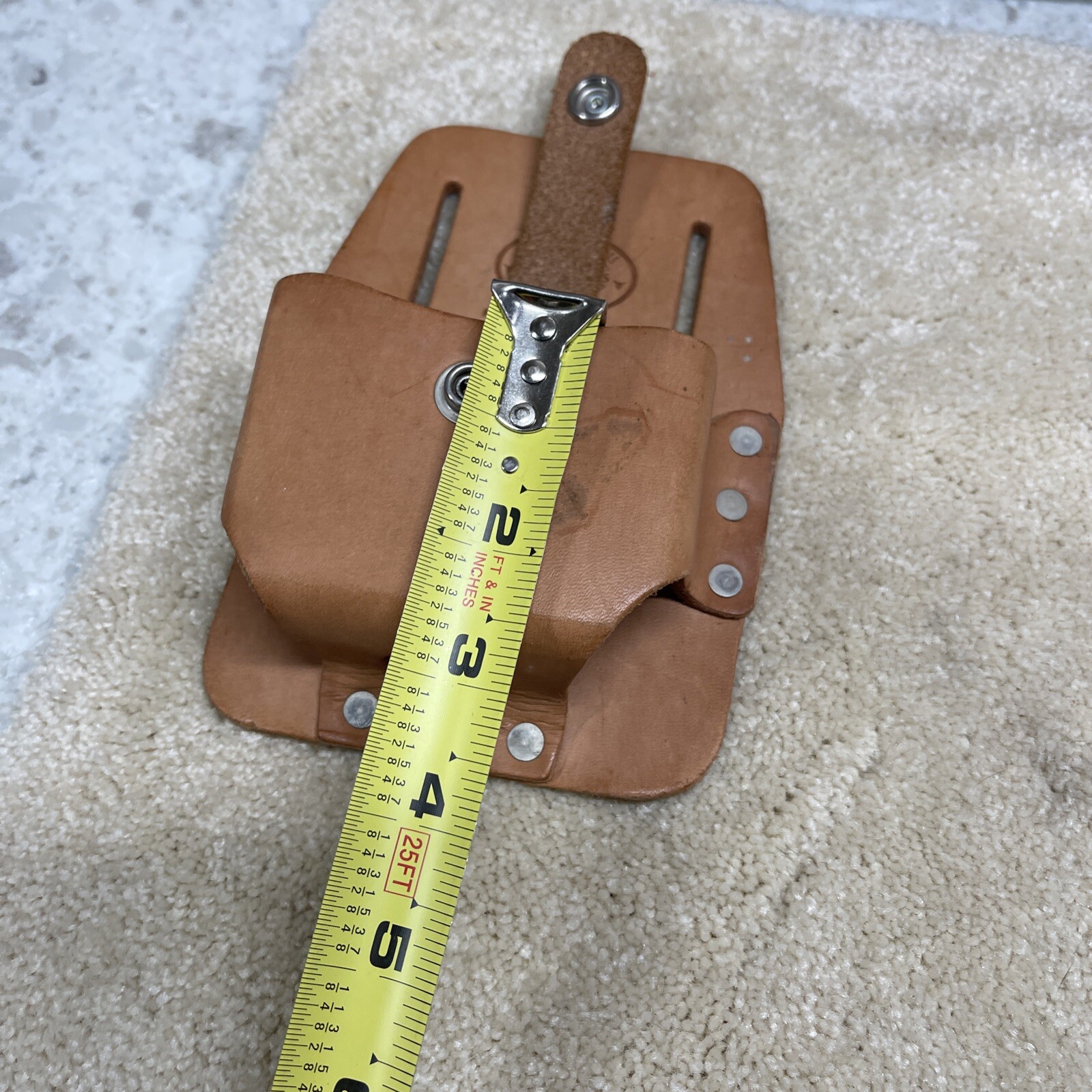 New Old Stock Nicholas Cowhide Small Tape Holder Belt Brown Leather No.464