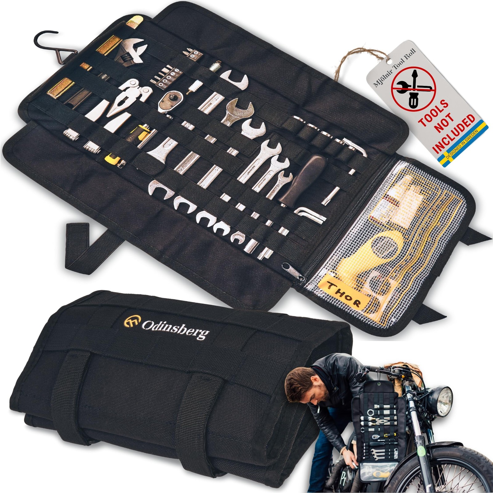 ODINSBERG Motorcycle Tool Unfolded: 53cm x 24cm, Folded: 14cm x Black