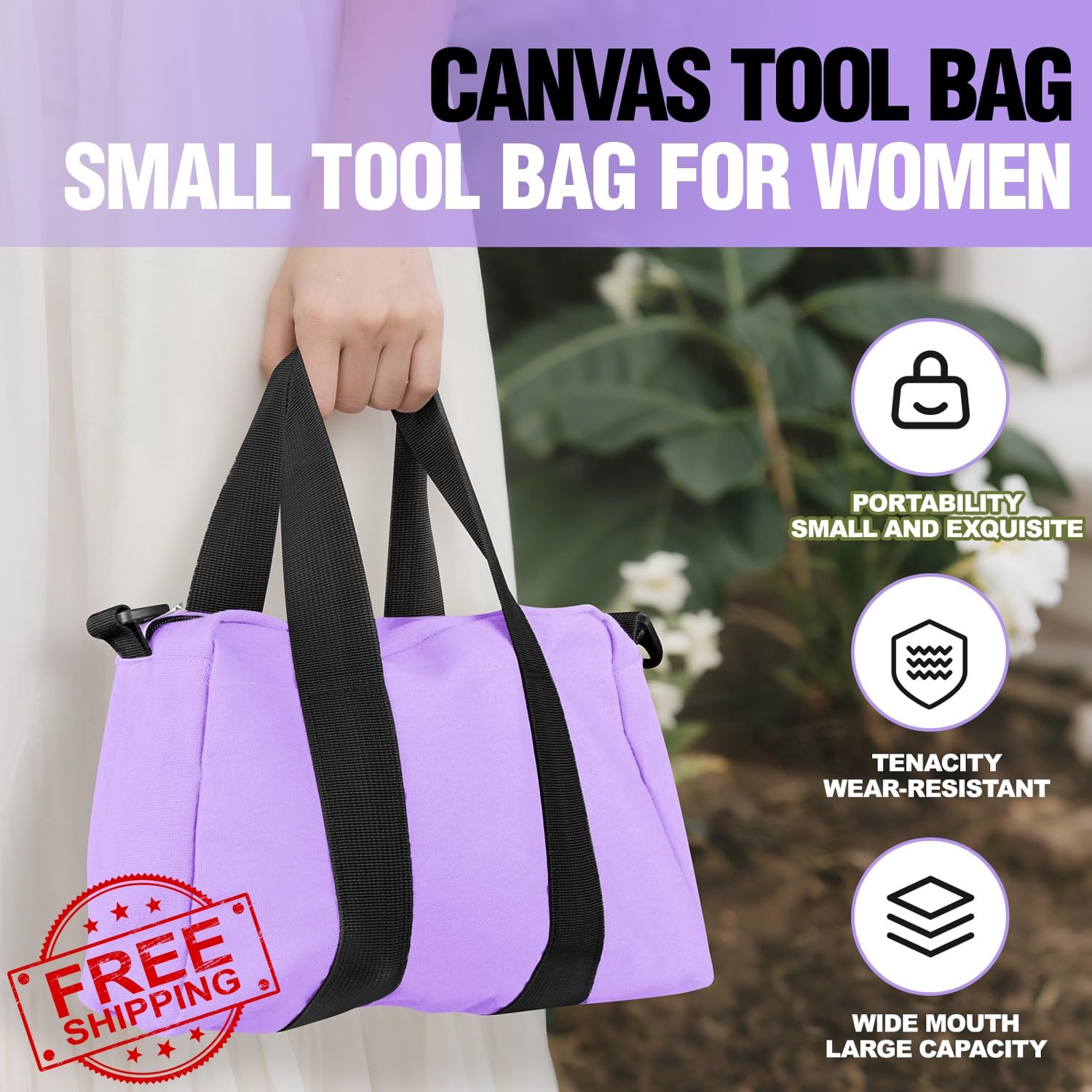 MJFSGYO Purple 13 Inch Canvas Tool Bag Pouch
