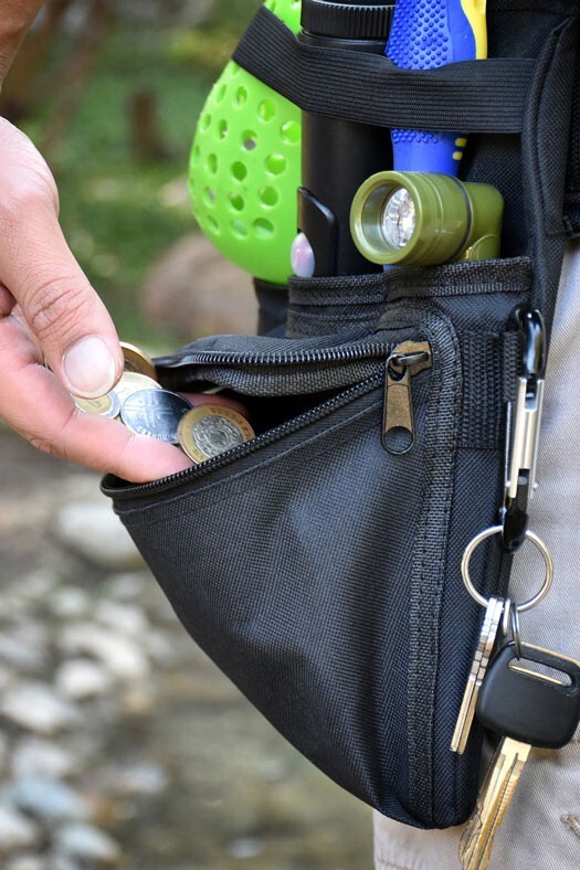 Metal Detecting Utility Belt & Pouch | 3 Pocket + Carabiners Zipper | Camping