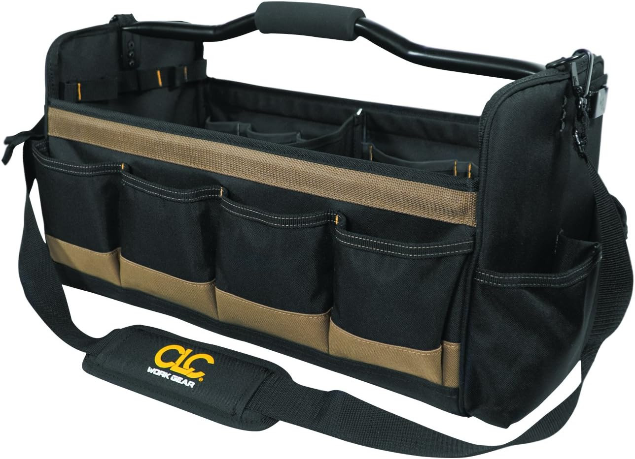 Soft Sided Tool Box Bag Tote Open Top 27 Pockets Organizer Adjustable Partition